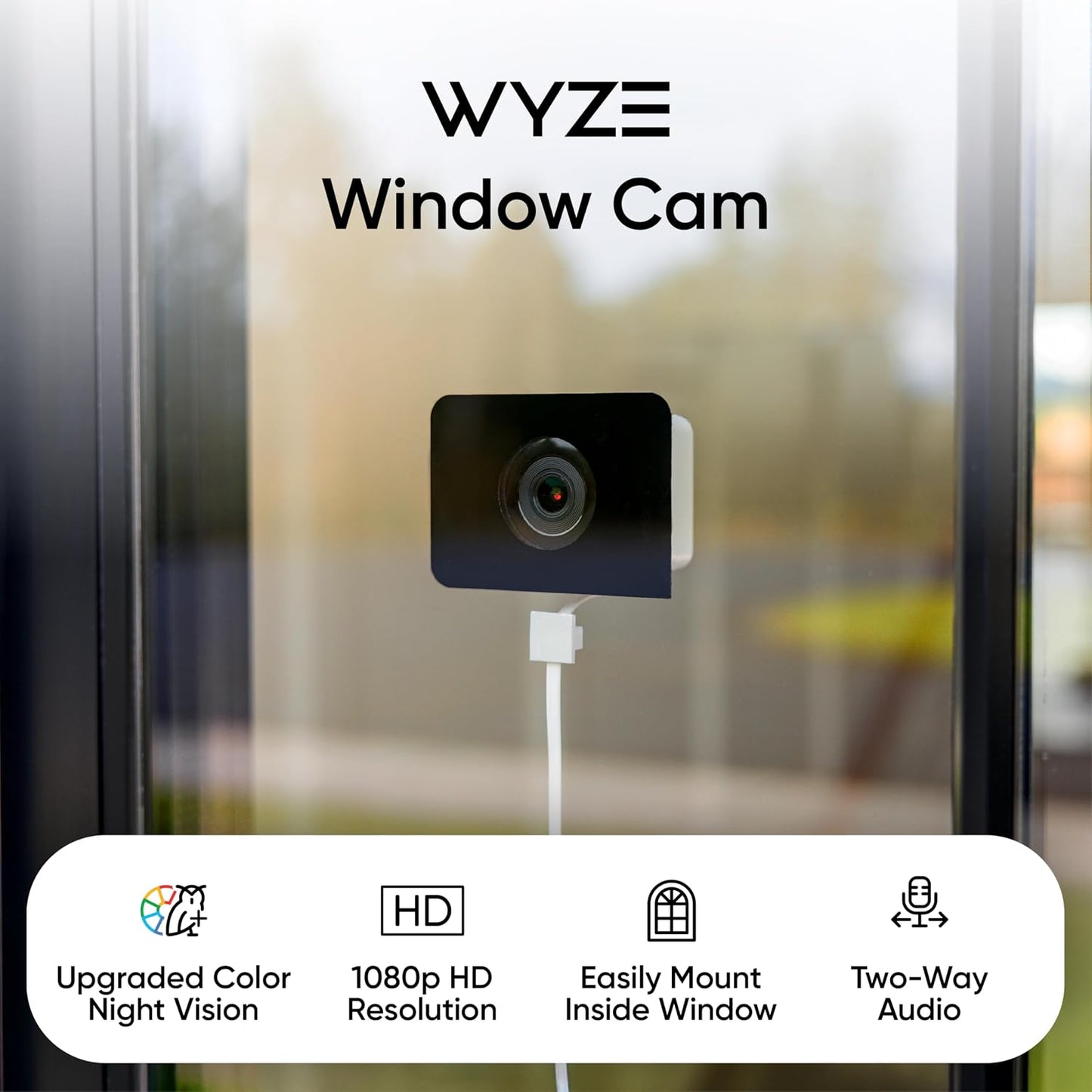 Wyze Window Camera, WiFi Indoor HD Home Security Camera, Upgraded Color Night Vision, Anti-Glare, AI-Powered Motion Detection, 4/7 Recording (RENEWED) (Renewed)