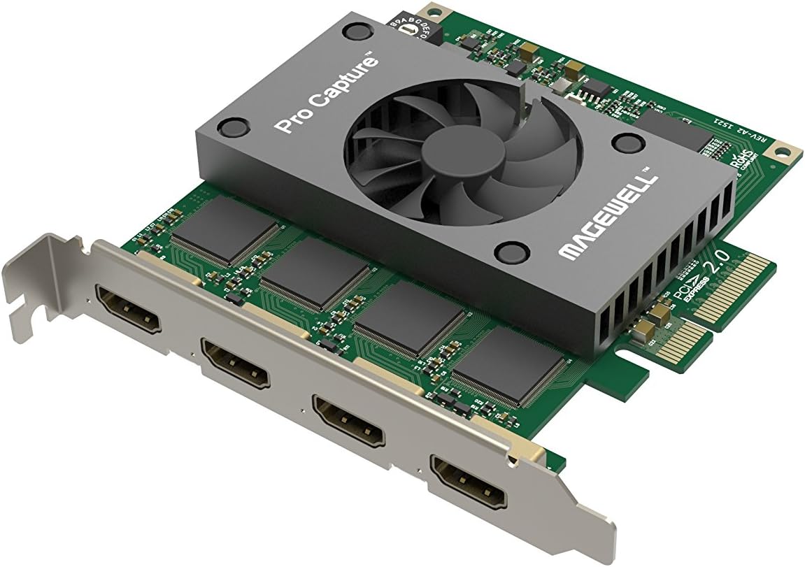 Magewell Pro Capture Quad HDMI 11100 – 4-Channel HDMI Capture Card (4× HDMI in) with FPGA Video Processing, Up to 2048×2160 Input, PCIe Gen2 x 4, Low Latency