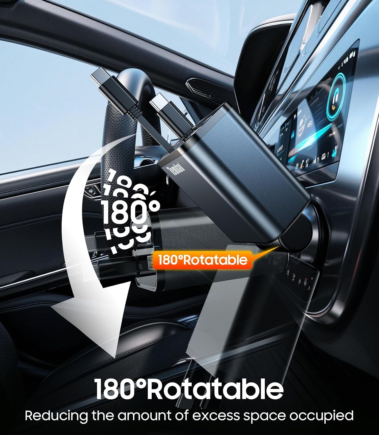 Retractable Car Charger,75W Fast Charger USB C Car Truck Accessories | Cigarette Lighter Adapter, Car Accessories, Birthday Gifts for Men Women Dad Mom Husband, for iPhone 15/16/17 Pro/17 Pro Max