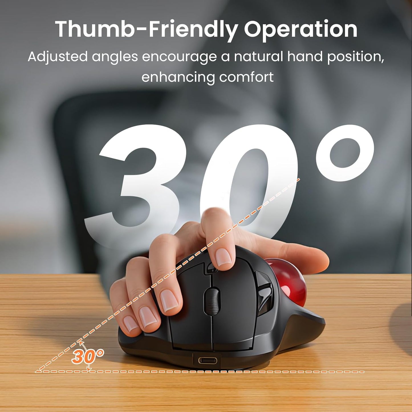 Wireless Trackball Mouse, Rechargeable Thumb Control 3 Devices - Red Ball | SABLUTE MAM2 Ergonomic Mouse (Bluetooth and USB ), 5-Level DPI, Silent Click, Compatible PC Laptop Mac iPad, Easy Clean