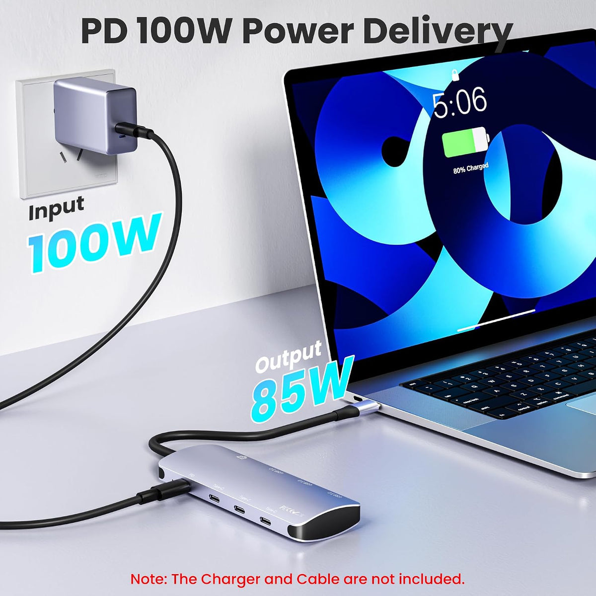 8 in 1 USB C Hub 10Gbps, USB C Splitter with 4K@60Hz Video Output, 100W PD Charging & Data Transfer, Multiport USB C Adapter for MacBook Pro/Air, iPad Pro, More USB C Devices