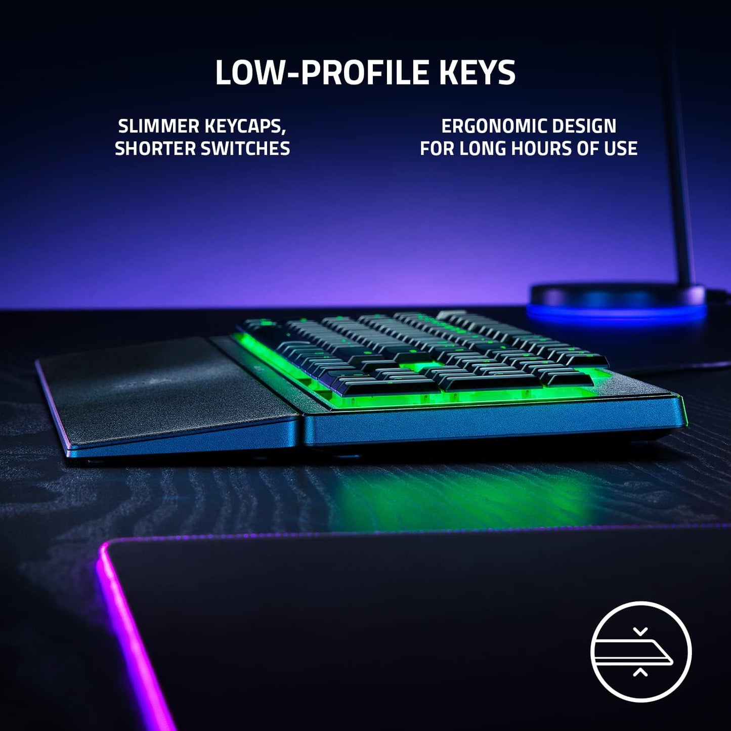Razer Ornata V3 X Gaming Keyboard: Low-Profile Keys - Silent Membrane Switches - Spill Resistant - Chroma RGB Lighting - Ergonomic Wrist Rest - Classic Black (Renewed)