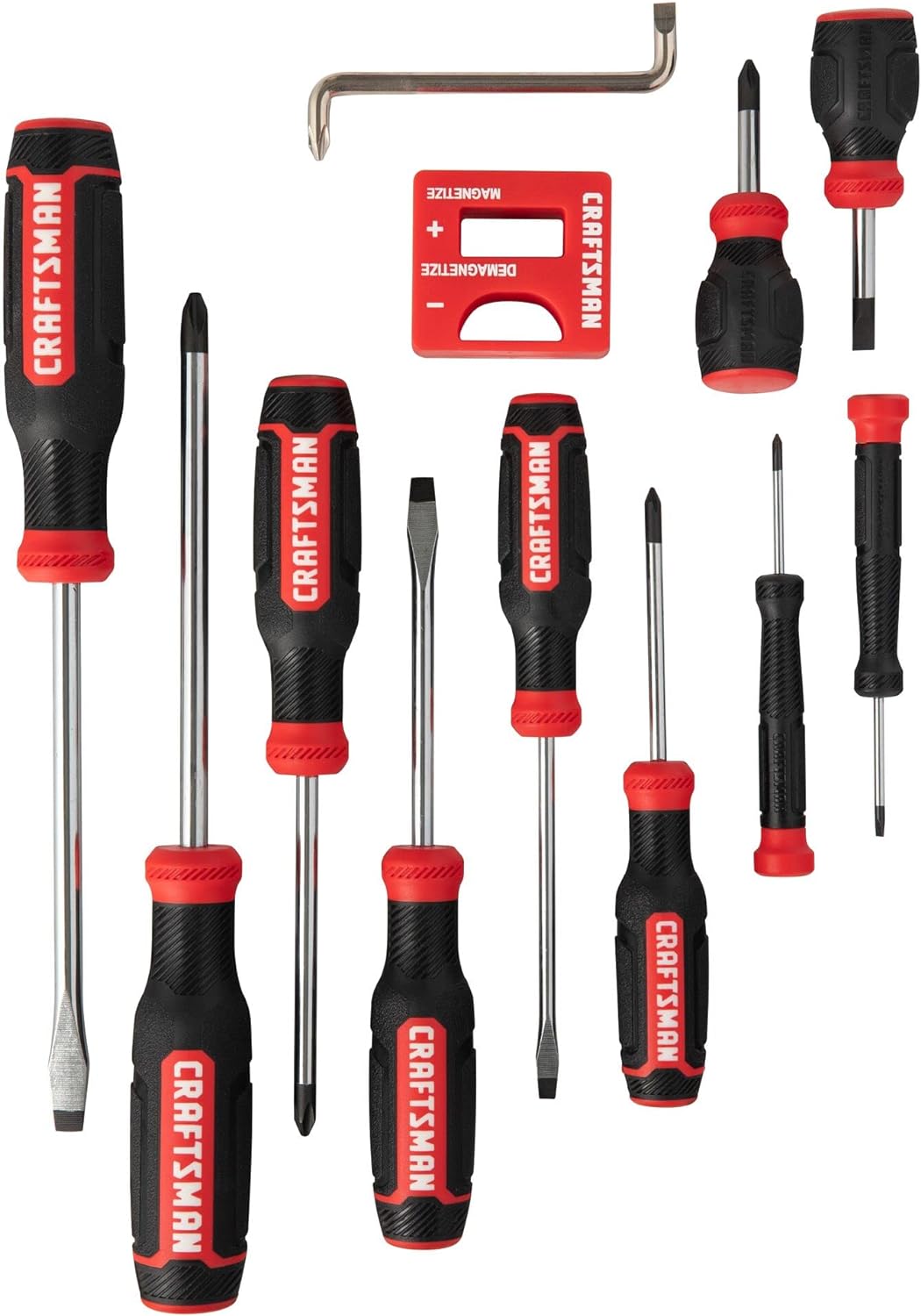 CRAFTSMAN Screwdriver Set, 12 Pc, Includes Flat Head and Phillips Screwdrivers, Offset, Magnetizer/Demagnetizer (CMHT65130)