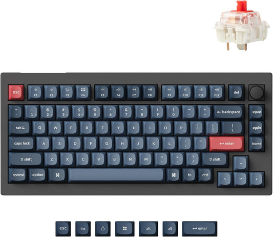 Keychron V1 Max QMK Wireless Mechanical Keyboard, 75% Layout Custom Knob