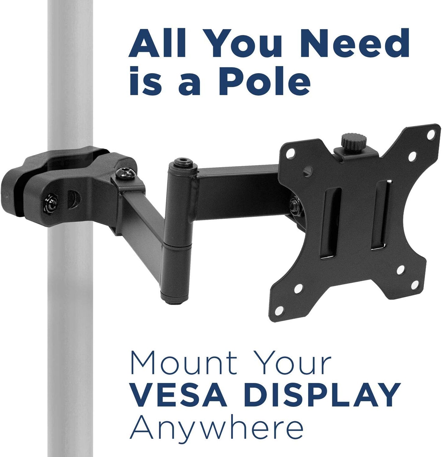 Mount-It! Universal Full Motion Steel Pole Mount with Articulating Arm and Removable VESA Plate for 17 to 32 Inch Monitors & TVs, VESA 75x75 & 100x100 Compatible, Black (MI-391)