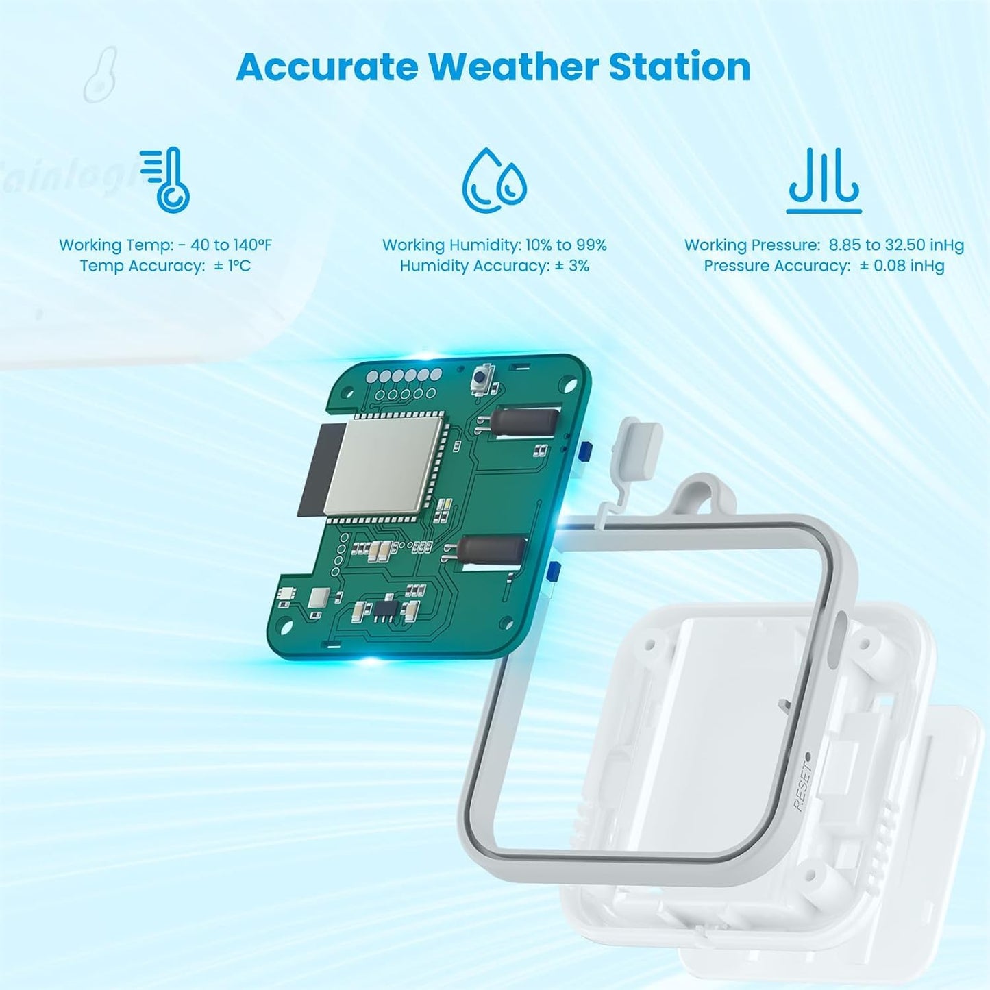 WiFi Weather Station Indoor with APP, Temperature Humidity Sensor, AI Forecast & Barometric Pressure, Moon Phase, Email Alerts, 2-Year Data Storage, No Outdoor Sensor for Room Greenhouse Humidor