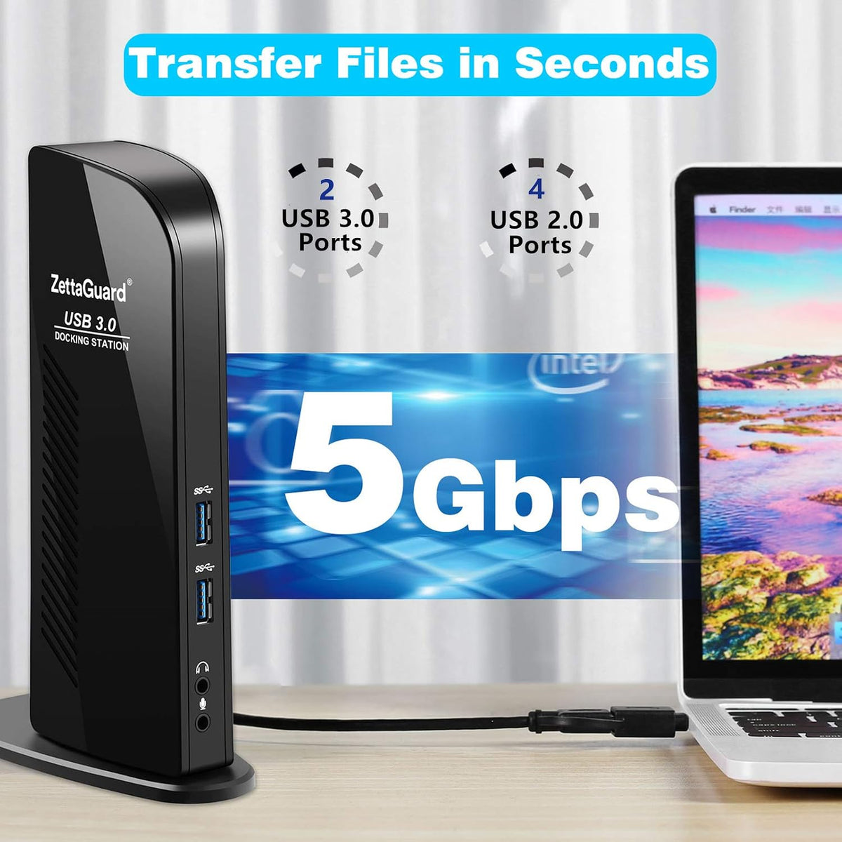 USB 3.0 Universal Dual 4K Display Docking Station,Dual Video Monitor Display with Dual HDMI 4K X 2K@60hz,Gigabit Ethernet,Stereo Audio in/Out.6 USB 3.0 Ports for USB-C/USB-A PC