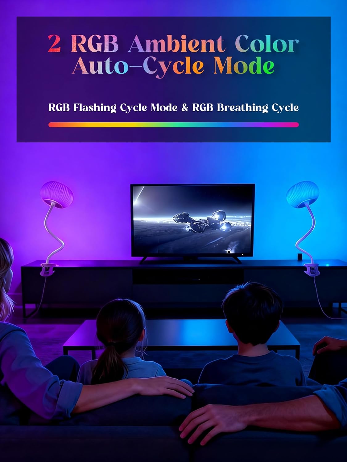 Clip on Lamp, 10 RGB Colors+10 Brightness Clip on Desk Lamp for Dorm Lamp | 800 lm Bright Clip on Light, USB Adapter Clamp Light, Reading Light for Bed/Headboard/Bedside Table/Bedroom/Kids Room/College