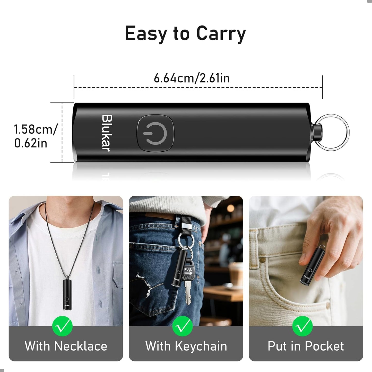 Blukar 2 Pack EDC Rechargeable Keychain Flashlight, 360L Mini Flash Light | 3 Lighting Modes, Memory Function, Waterproof, Compact Pocket Light for Everyday Carry, Emergency, Camping, Outdoor