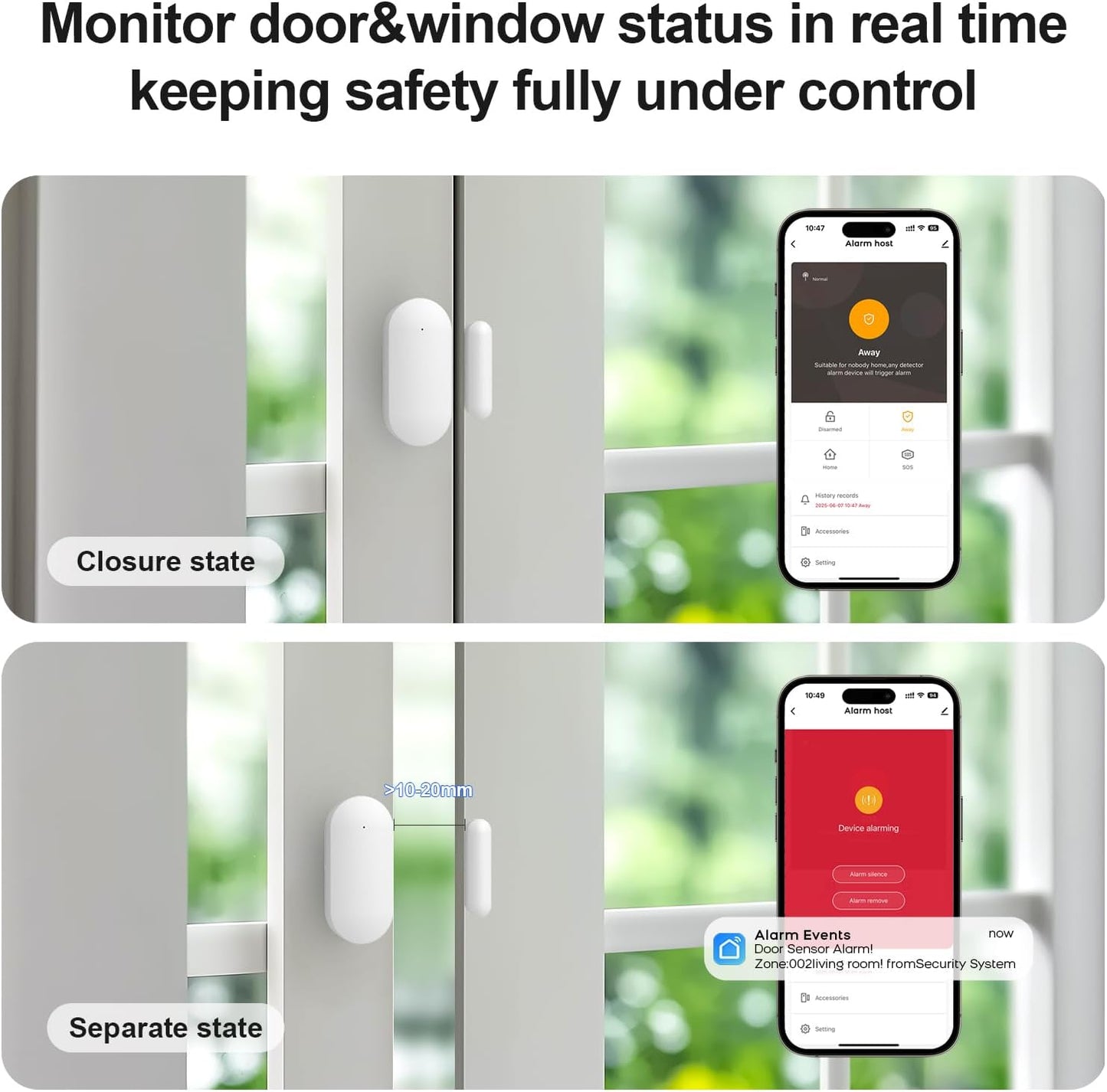 Home Security Systems,Door & Window Alarms for Home Kit,WiFi+GSM/4G Door/Window Alarm,Motion Sensors,SOS Button,Remote orSmart Life Tuya APP Control,for Apartment Kids Safety NO Monthly Fees,