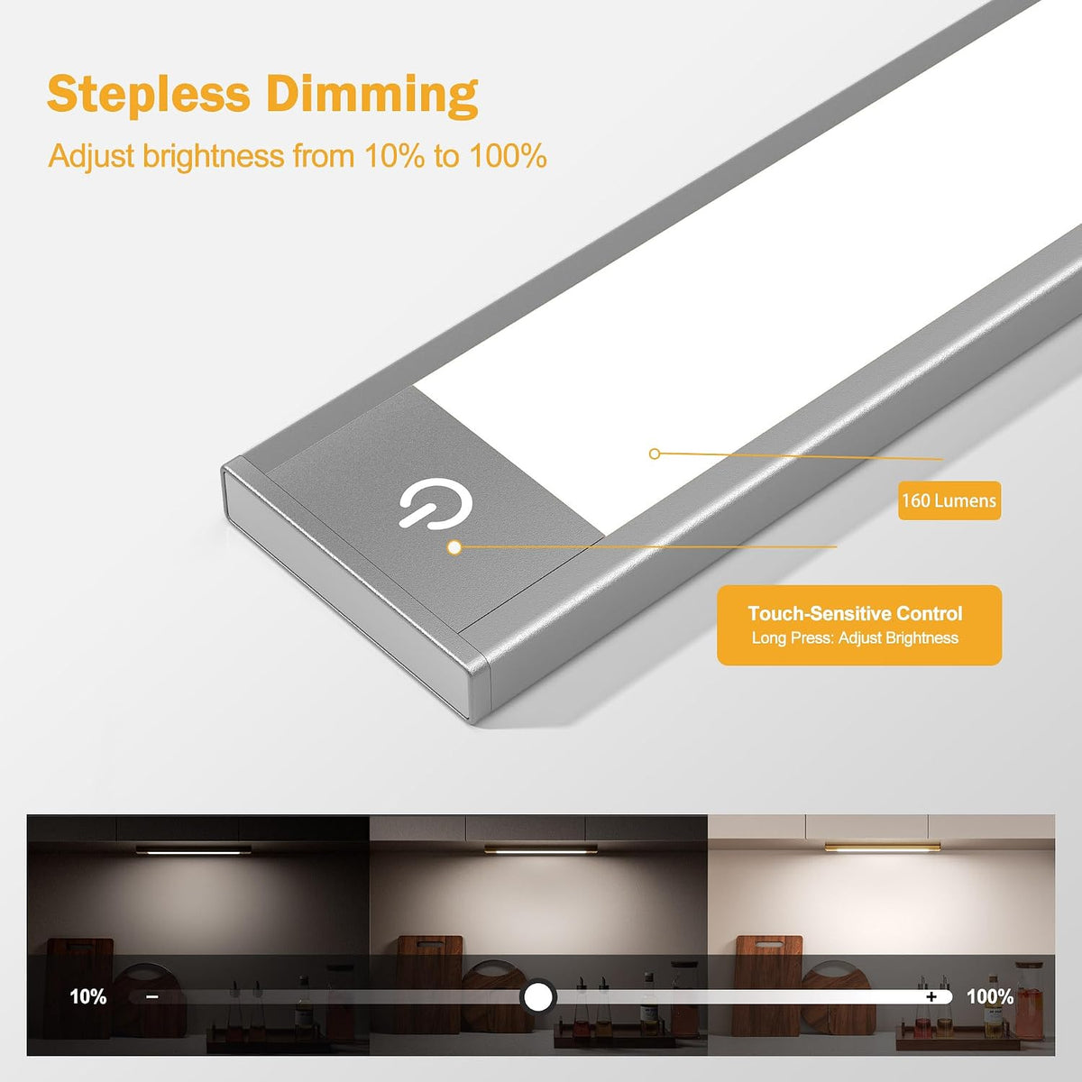 V4light Motion Sensor Cabinet Light, Rechargeable, Dimmable, 2Pcs, 9in