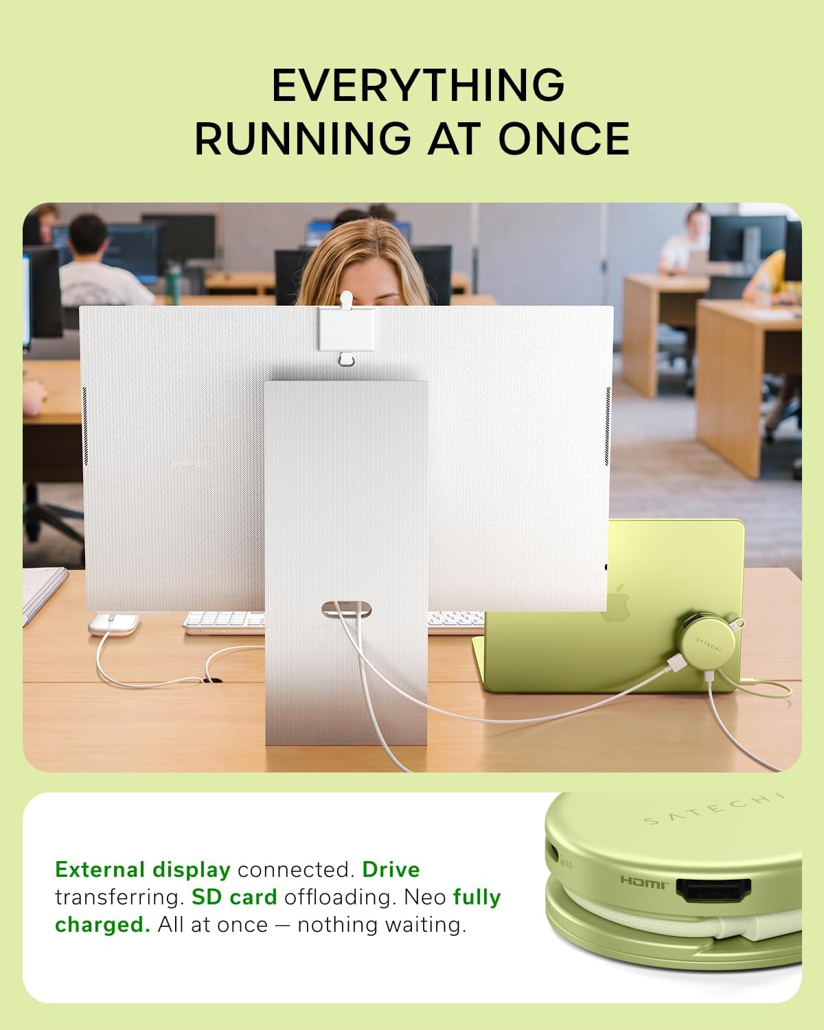 Satechi OntheGo 5-in-1 USB-C Hub, 4K/60Hz HDMI, SD Card Reader, Citrus