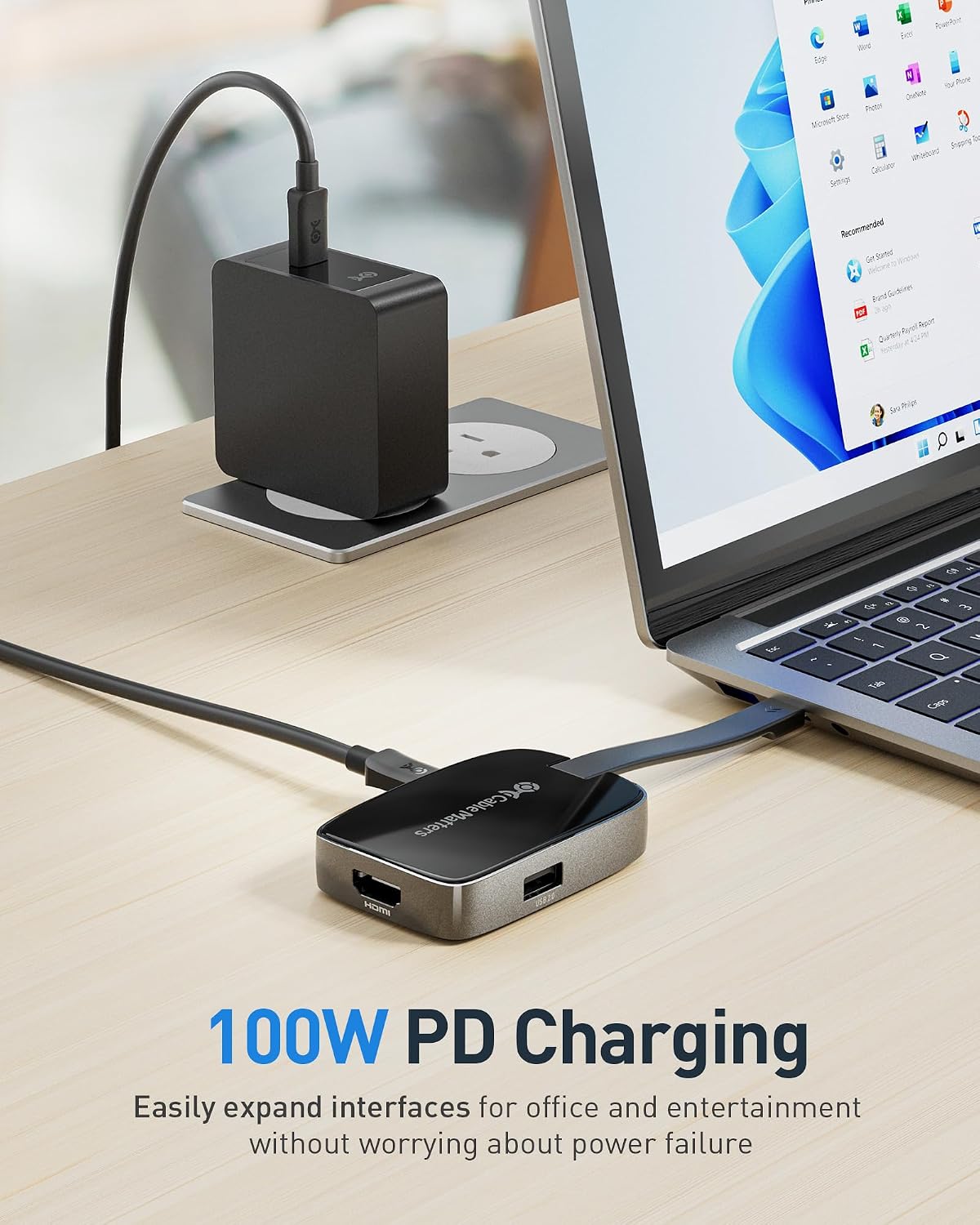 Cable Matters 4-in-1 USB C Hub, HDMI 4K@60Hz, 100W Charging