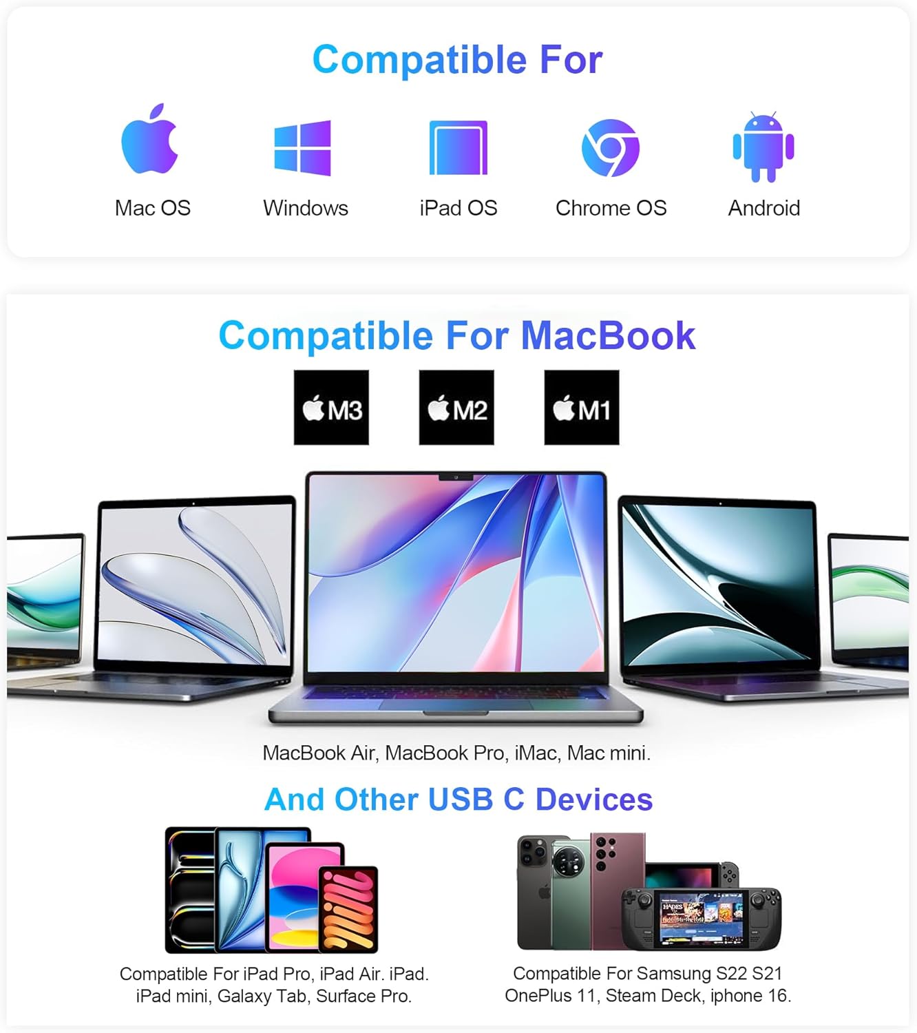 UtechSmart USB C Hub, USB C Ethernet Multiport Adapter, 6 In 1 USB C to HDMI Dock Compatible for Macbook Pro/Air, Chromebook, Dell XPS, HP and Type C Devices (Gigabit Ethernet 100W PD 4K HDMI USB 3.0)