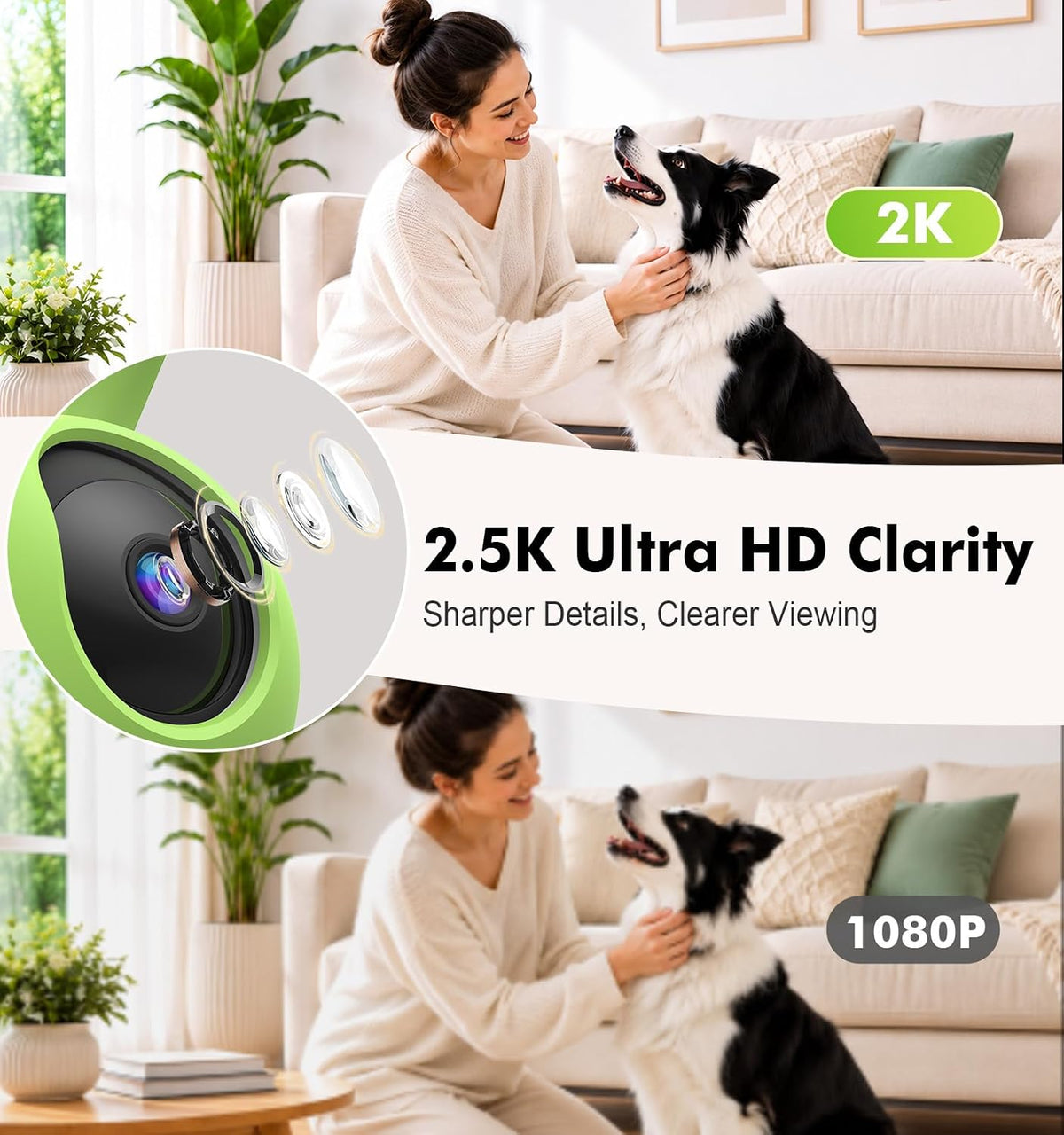 Indoor Security Camera with Nightlight, 5MP 2.5K WiFi Home Security Camera