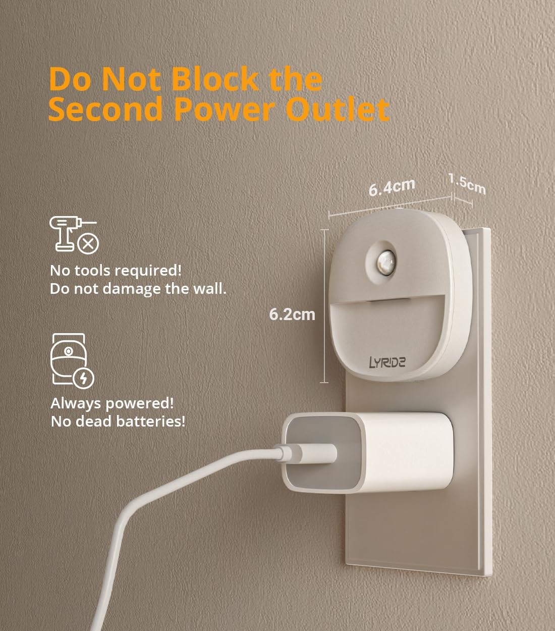 Lyridz Plug in Night Light with Motion Sensor and Dusk to Dawn Sensor, Dimmable Warm Nightlight with 1-50lm Adjustable Brightness Indoor for Bedroom, Bathroom, Stairs, Hallway, 4 Pack