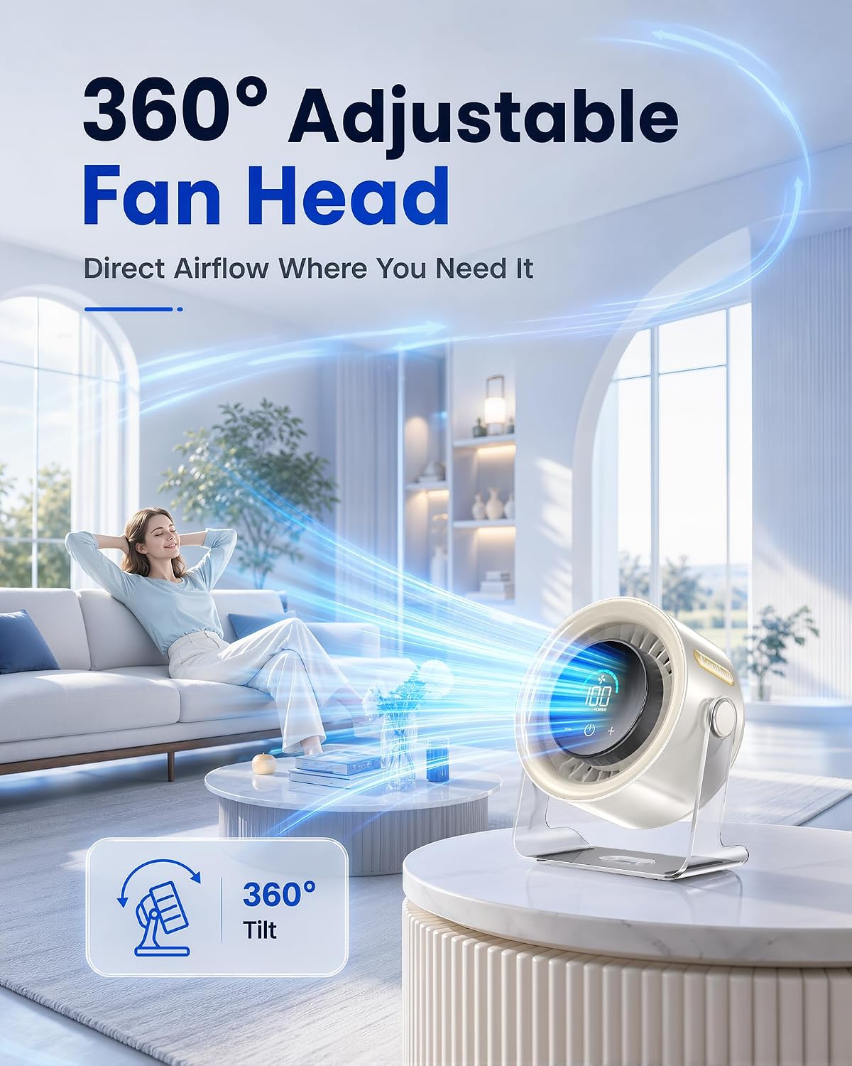 Cordless Wall Mounted Fan, Small Rechargeable Wall Fan for Bedroom and Kitchen, 100 Speeds Quiet Fan with Digital Display, 120° Tilt 2-in-1 Portable Desk Fan for Bunk Bed(White)