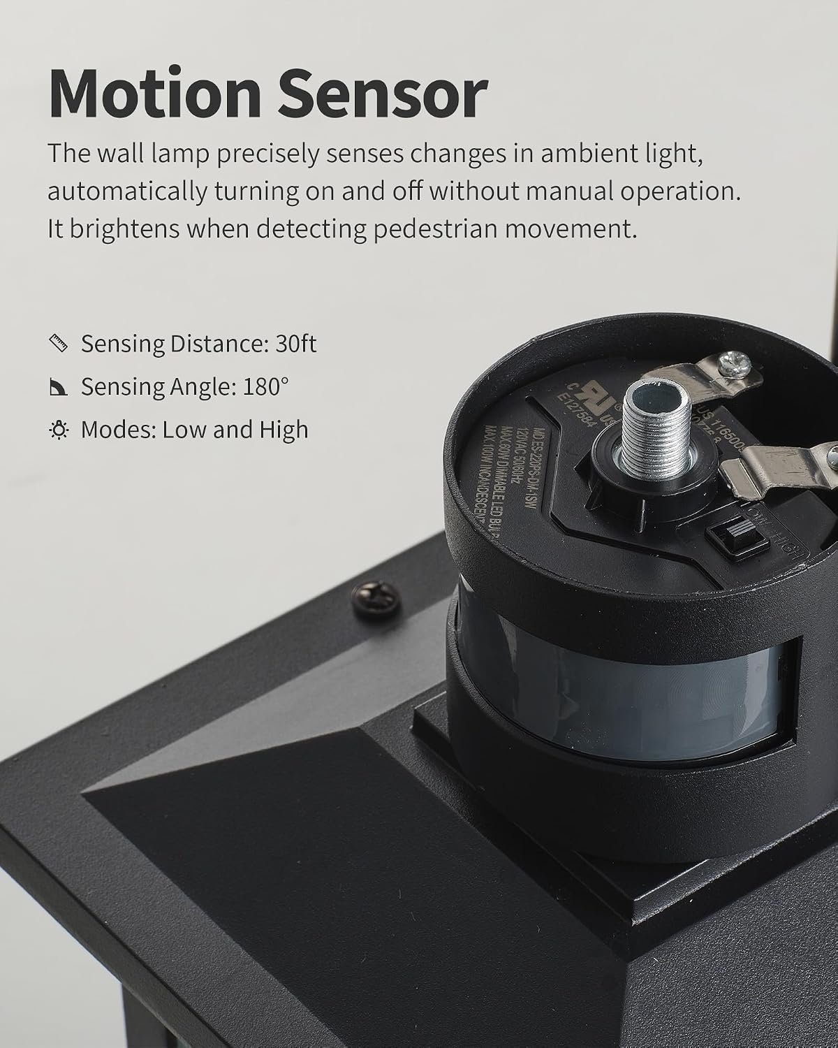 KDG Black Outdoor Motion Sensor Modern Patio Wall Light Fixtures Set of 2