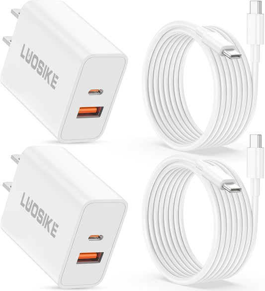 iPhone 17 16 15 Pro Max Charger Fast Charging, 2Pack 40W USB C Fast Charger | Dual Port Type C Charging Block, with 6FT USB C Cable Cord, for iPhone 17/17 Pro/17 Pro Max/Air/16/16 Pro Max/15/Plus, iPad