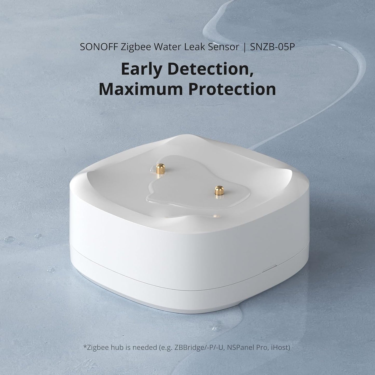 SONOFF SNZB-05P Zigbee Water Leak Sensor with Detection Cable for Alarm System and Smart Home Automation, Wireless Mini Flood Detector for Kitchen Bathroom Basement 1Pack