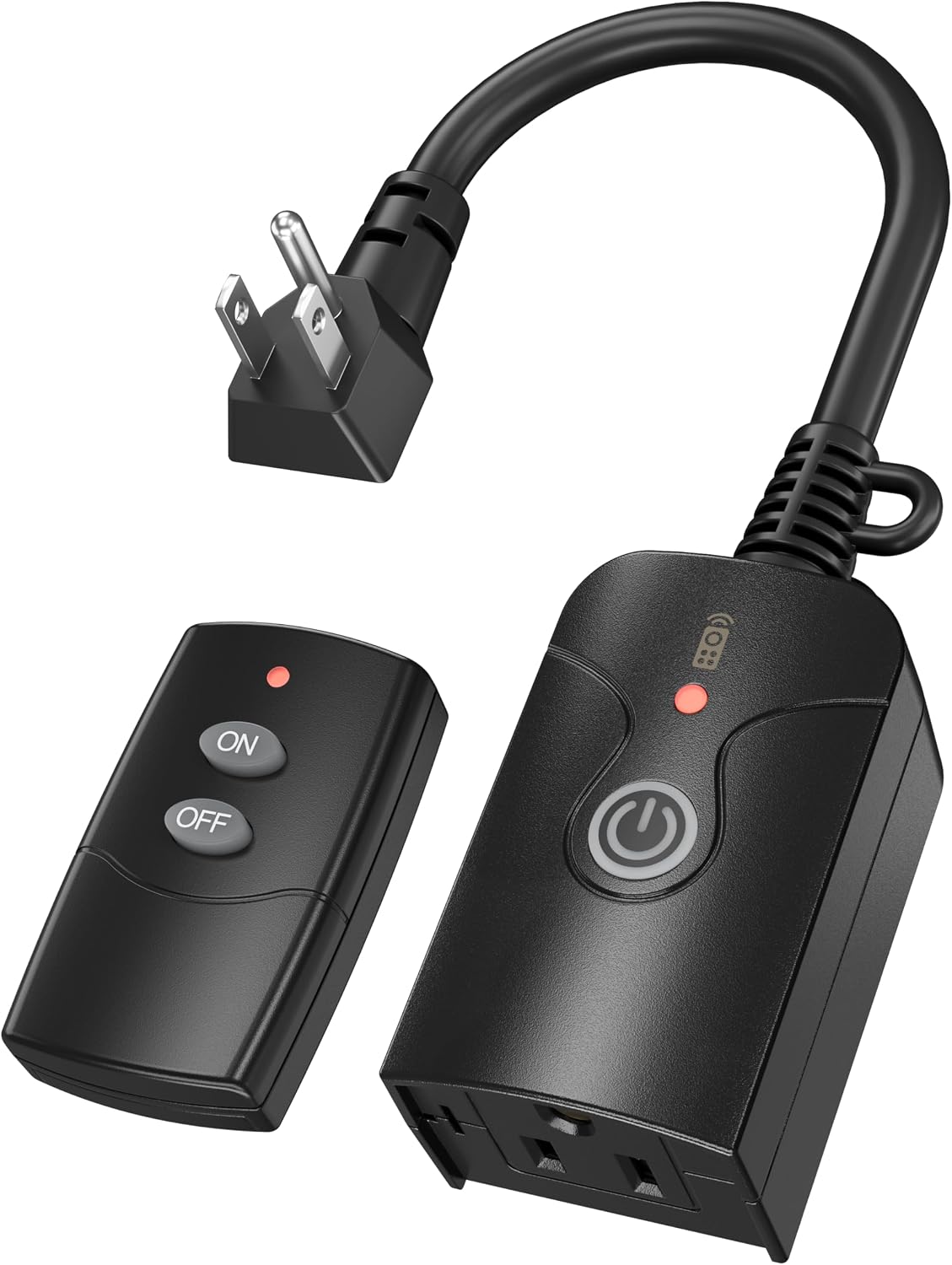 HBN Remote Control Outlets Outdoor Waterproof Indoor Wireless Light Switch | 3-Prong Plug In On Off Remote Outlet with 1 Outlet 1 Remote (Battery Included),6 Inch Cord, 100FT,15A/1875W, ETL Listed