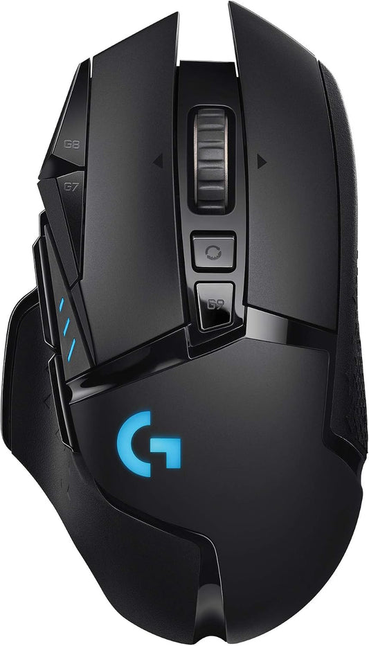 Logitech G502 Lightspeed Wireless Gaming Mouse with Hero 16K Sensor, PowerPlay Compatible, Tunable Weights and Lightsync RGB - Black (Renewed)