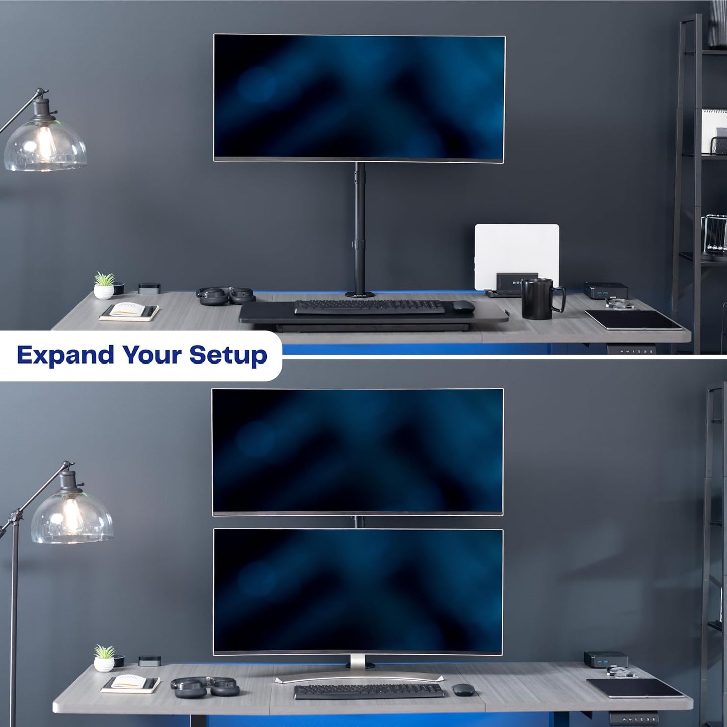 VIVO Single Monitor Desk Mount, Extra Tall Fully Adjustable Stand for 1 LCD Screen up to 32 inches, Ultra Wide Screens up to 38 inches, 22 lbs Capacity, STAND-V001T