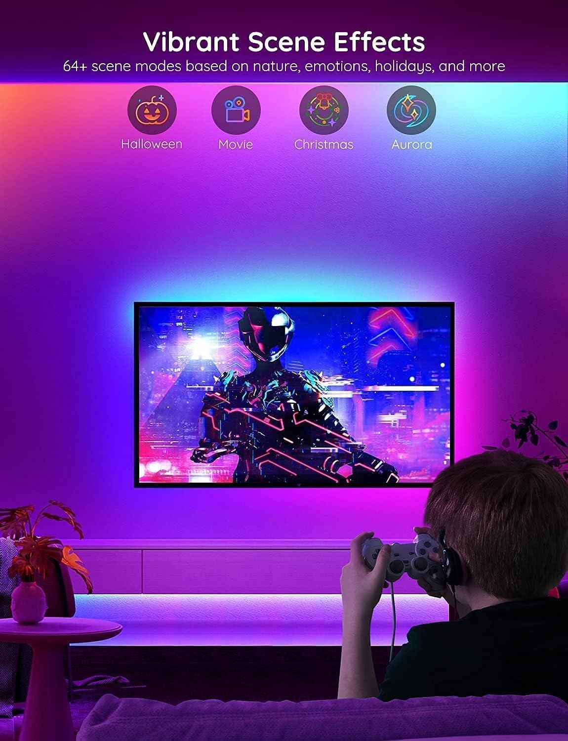 Govee 100ft RGBIC LED Strip Lights, Smart LED Lights Work with Alexa and Google Assistant, LED Lights for Bedroom WiFi App Control Segmented DIY Multiple Colors, Color Changing Light, (2 x 50ft)