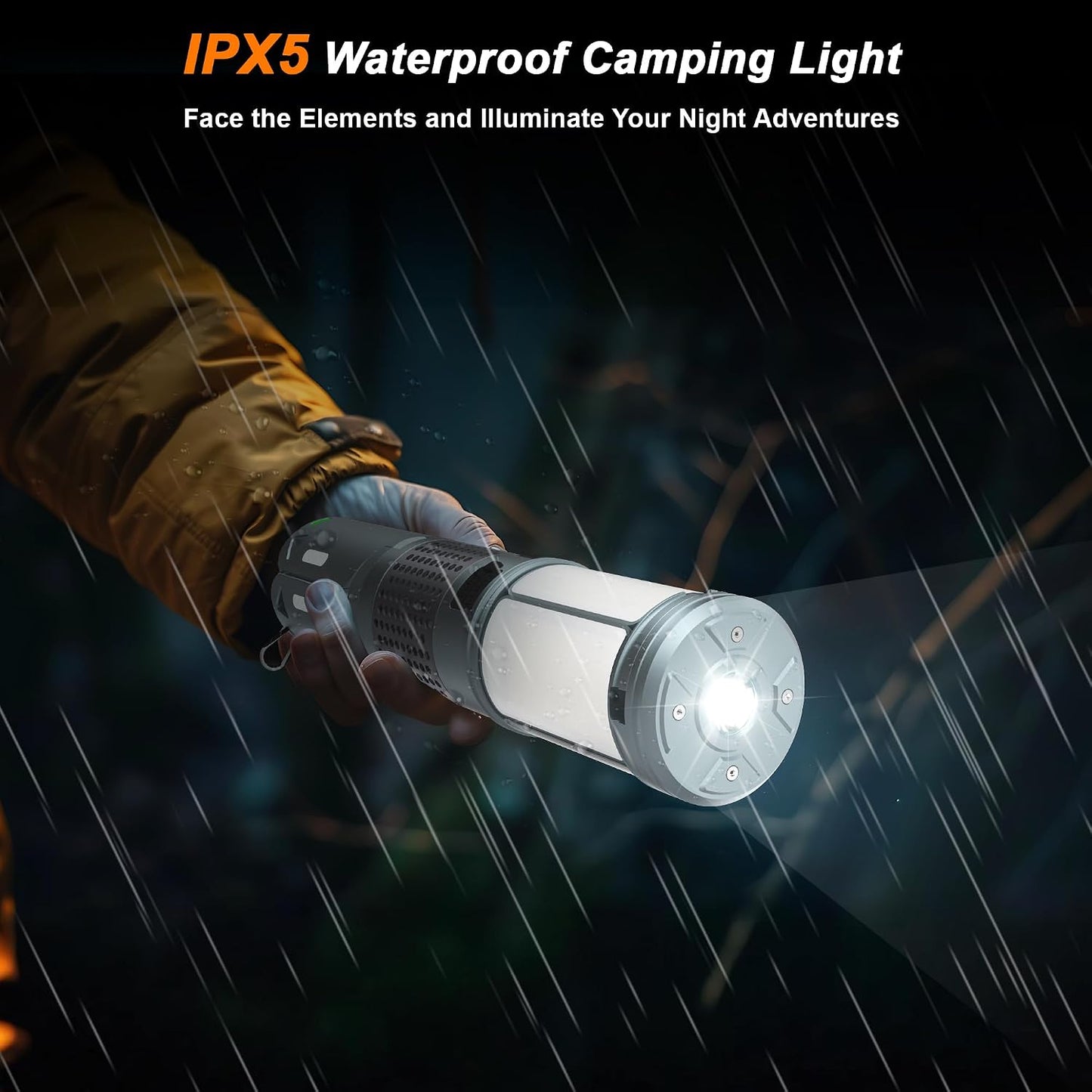 Camping Lights, Rechargeable Telescopic Camping Lights with Stand,12000mAh Camping Lanterns & Lights with RGB, Magnetic Base, Portable Flashlights for Camping, Hiking, Emergency