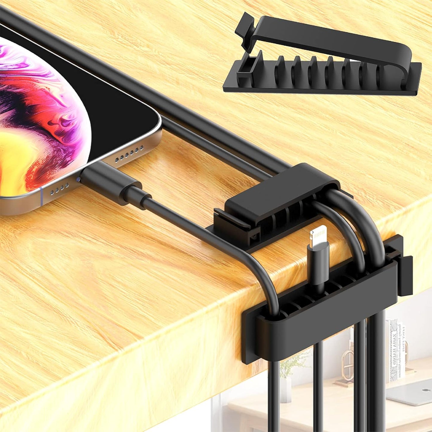 N NOROCME 192 PCS Cable Management Kit 4 Wire Organizer Sleeve | 11 Cable Holder,35Cord Clips 10+2 Roll Cable Organizer Straps,100 Fastening Cable Ties,for Computer TV Under Desk