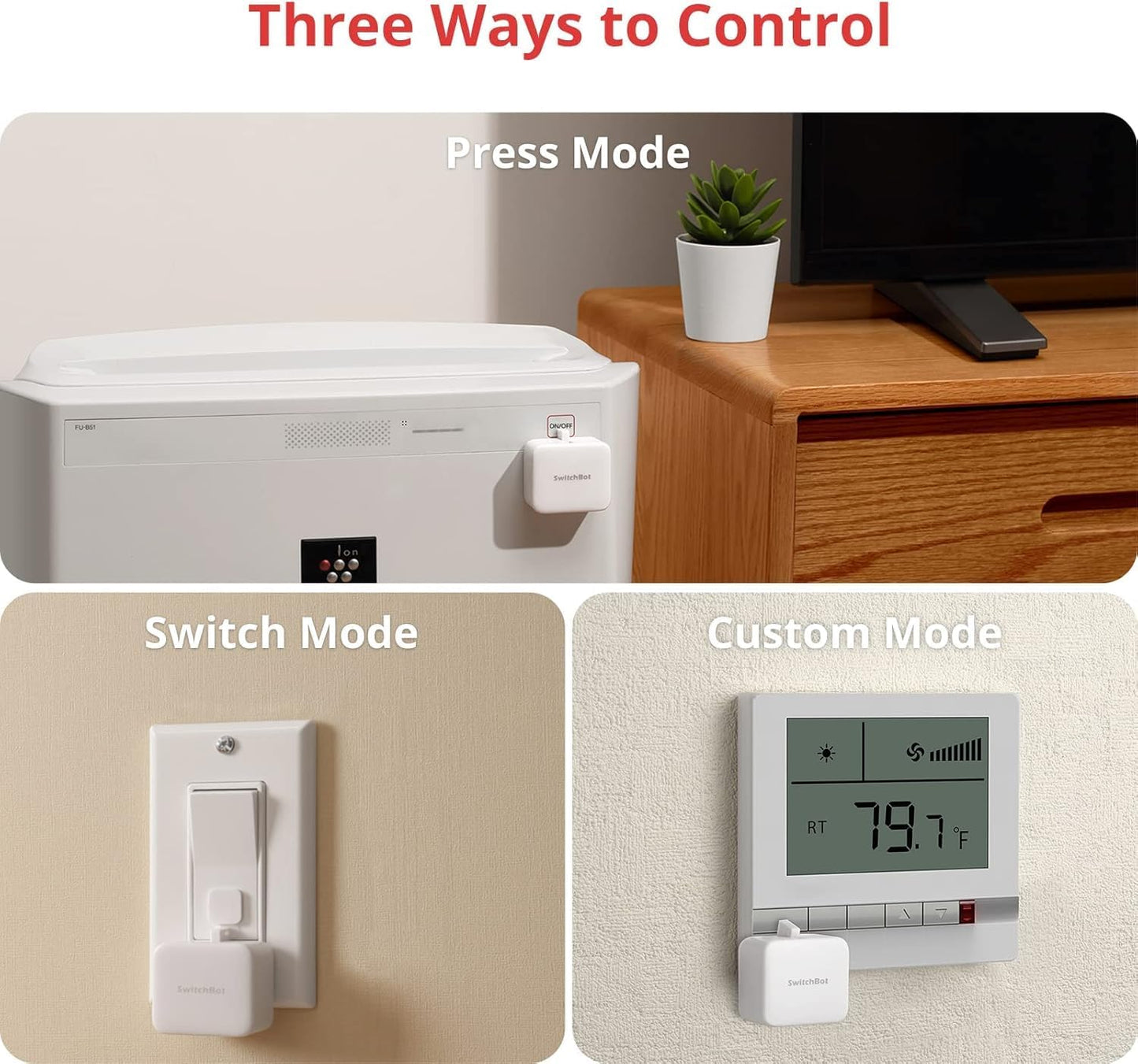 Switchbot Smart Switch Button Pusher (Bluetooth) – Fingerbot for Rocker Switch/One-Way Buttons, App Timer Control, No Wiring, Optional Hub Required for Voice/Remote, White
