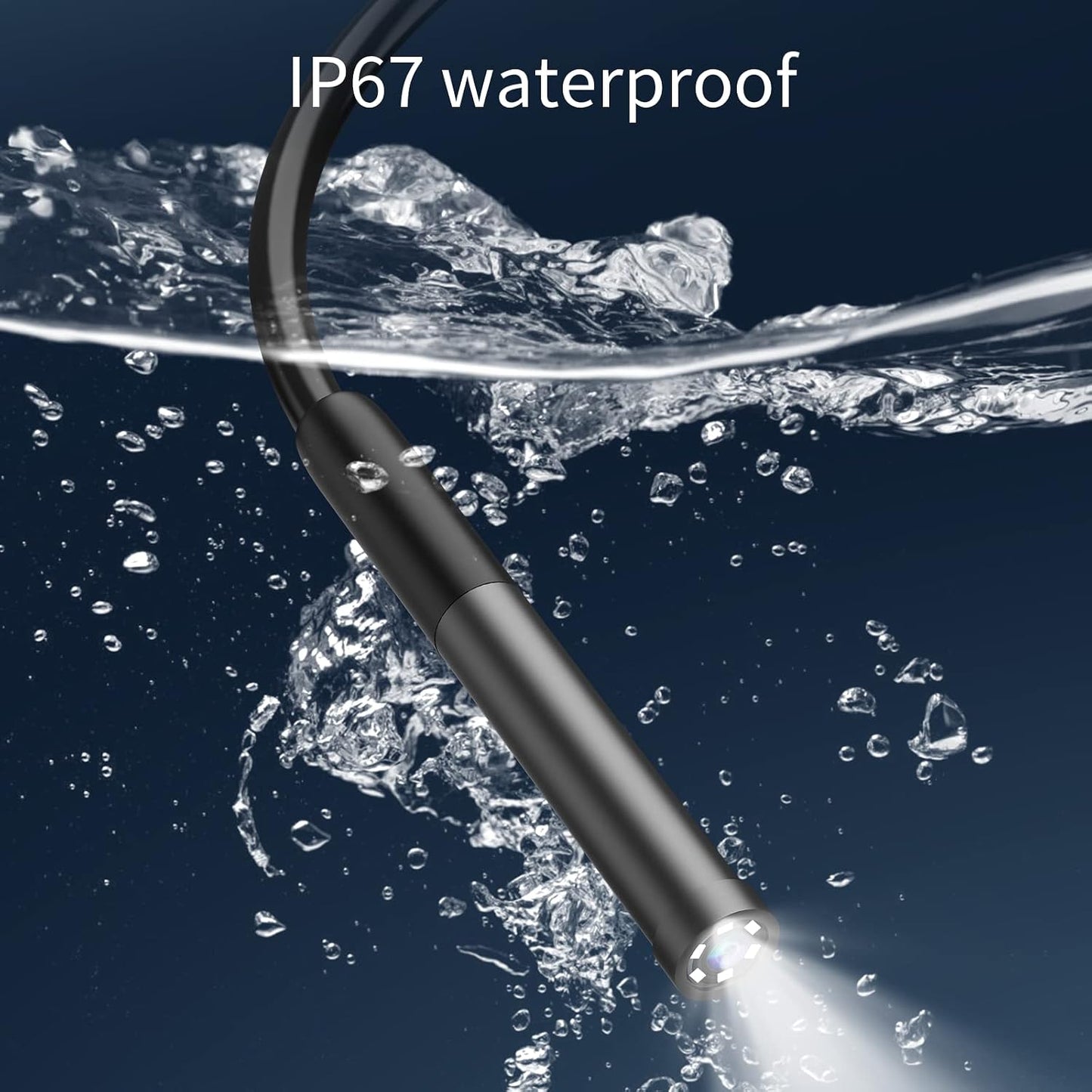 Endoscope Camera with Light, Borescope with 6 LED Lights,Endoscope with 9.8ft Semi-Rigid Snake Camera,IP67 Waterproof Inspection Borescope Camera with Light for Android iPhone iPad, Tools for Men
