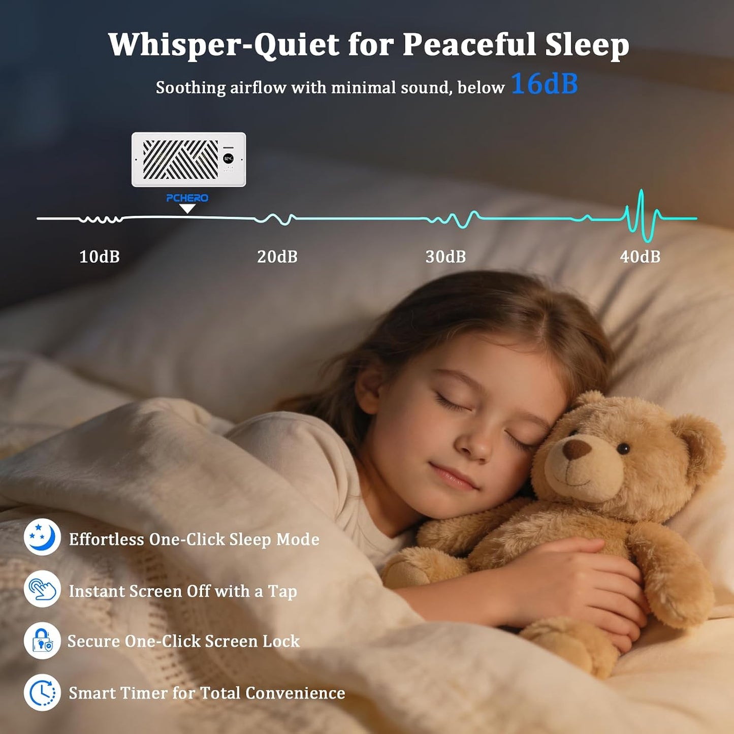 PChero Register Booster Fan 4 x 10, 160 CFM Smart HVAC Vent Fan | WiFi App Control, 10-Speed Control, Optimize HVAC Airflow Through Floor Vents, Balance Temperature, Ultra Quiet