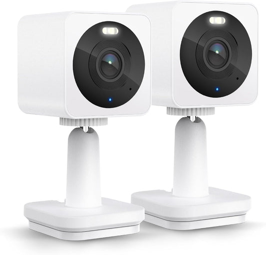 WYZE Cam OG Indoor/Outdoor 1080p Wi-Fi Smart Home Security Camera with Color Night Vision, Motion Detection, 2-Way Audio, Compatible with Alexa & Google, White (2-Pack), Free Expert Setup (Renewed)