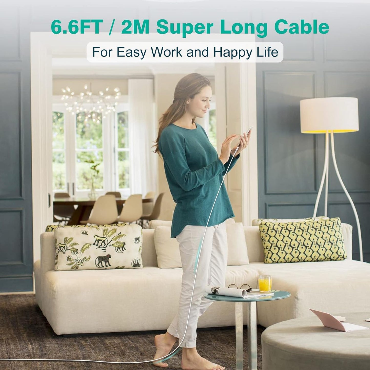 USB C to USB C Cable (2-Pack, 6.6ft) for MacBook Air/Pro Charger, iPad Pro 12.9/11 inch, iPad Air 5/4, Mini 6, iPhone 17/16/15, Pixel, Galaxy S25/S24, Switch 2, Type C Fast Charging Cord