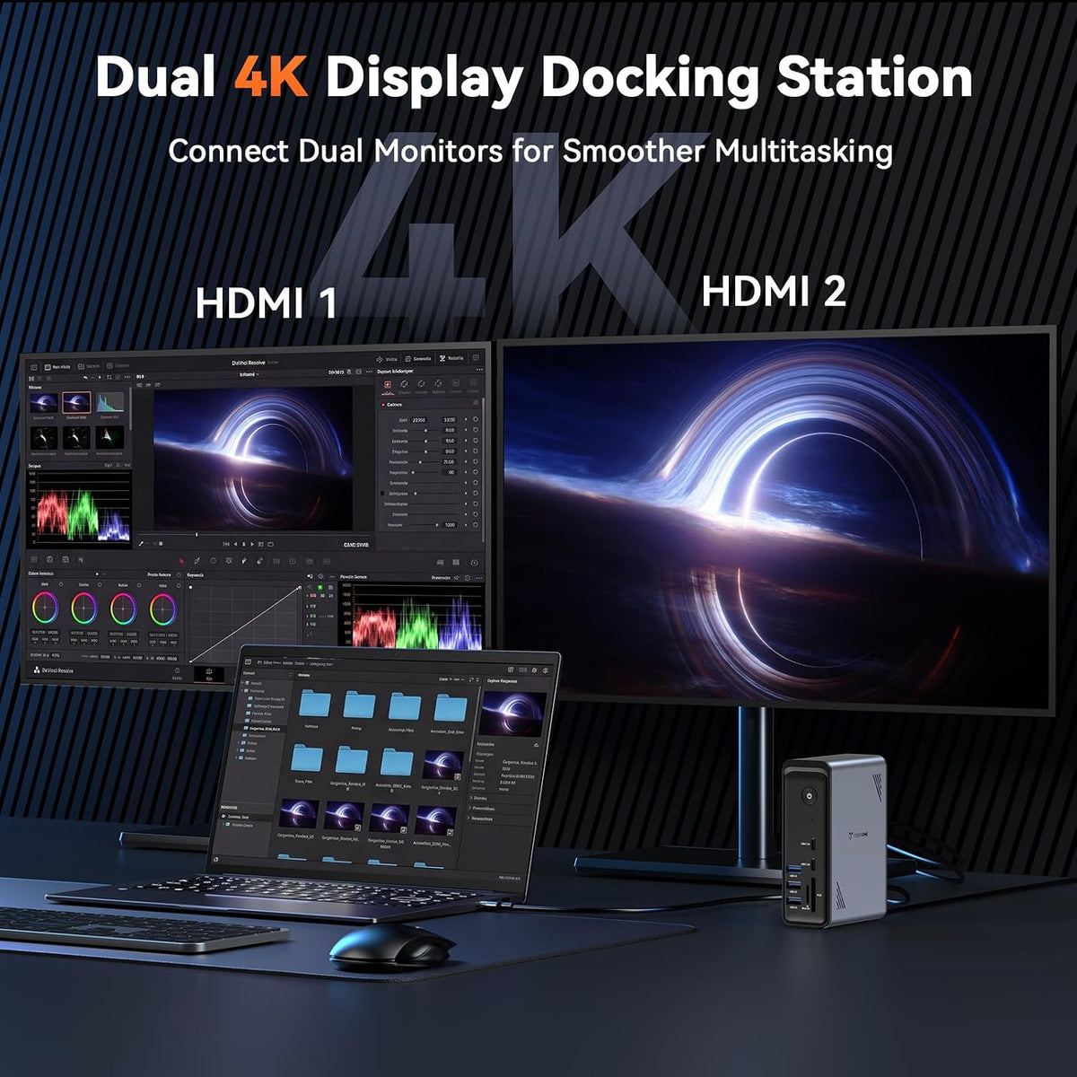 TobenONE 19-in-1 Laptop Docking Station Dual Monitor,10 USB C/A,2×4K HDMI