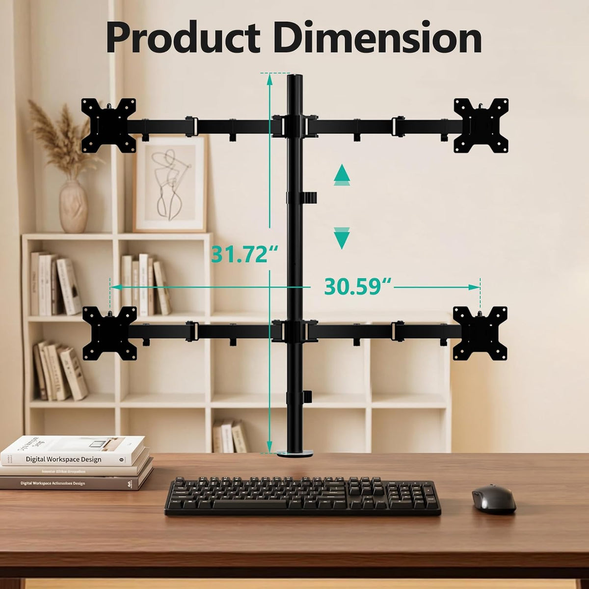 WALI Quad Monitor Desk Mount for 13-32 inch Computer Screens, 22lbs per Arm