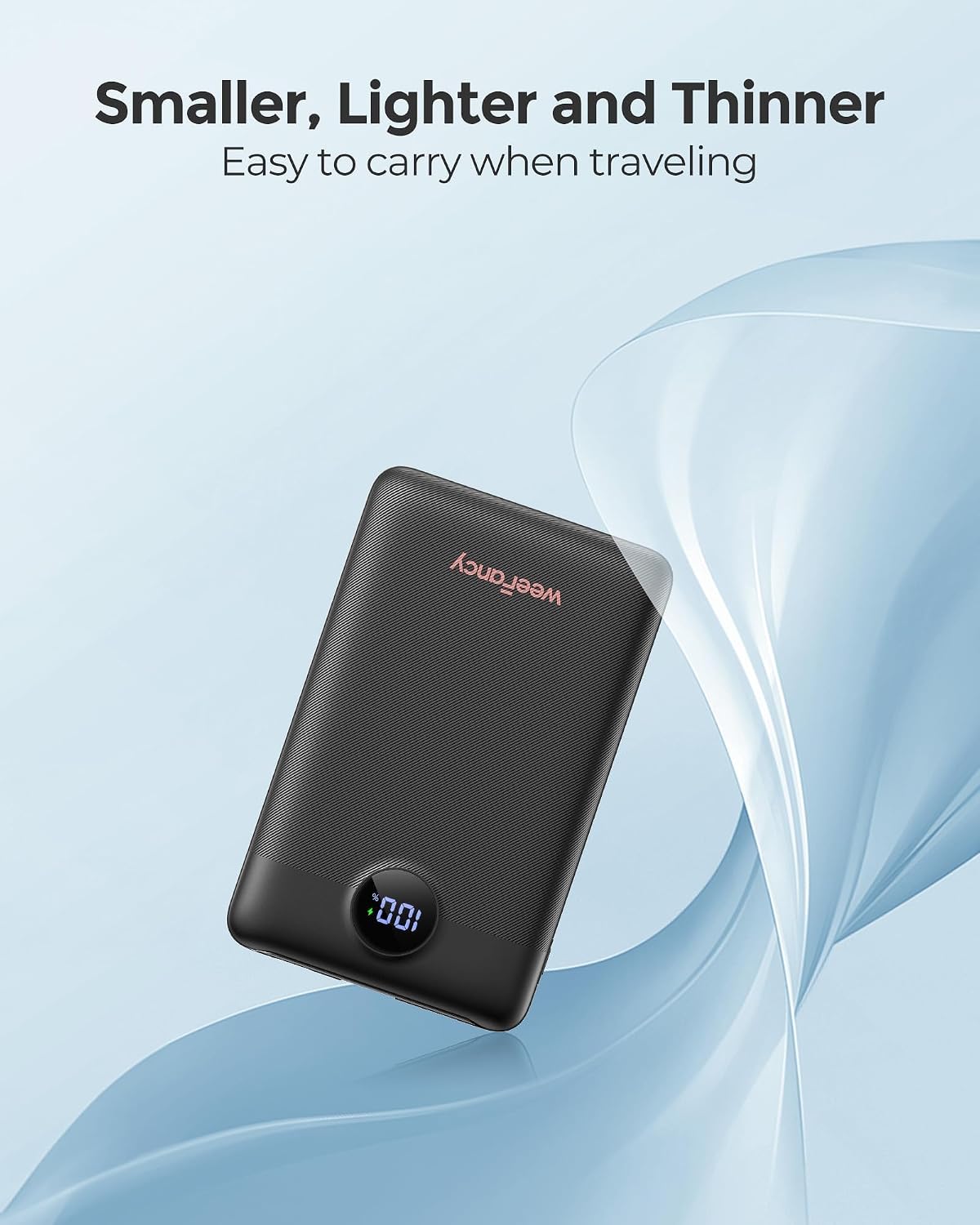 WeeFancy Compact Portable Charger 10000mAh with Built-in Cables | 22.5W Fast Charging Power Bank, Smaller Battery Pack for iPhone, Samsung, Android, Flight & Travel-Friendly, TSA-compliant
