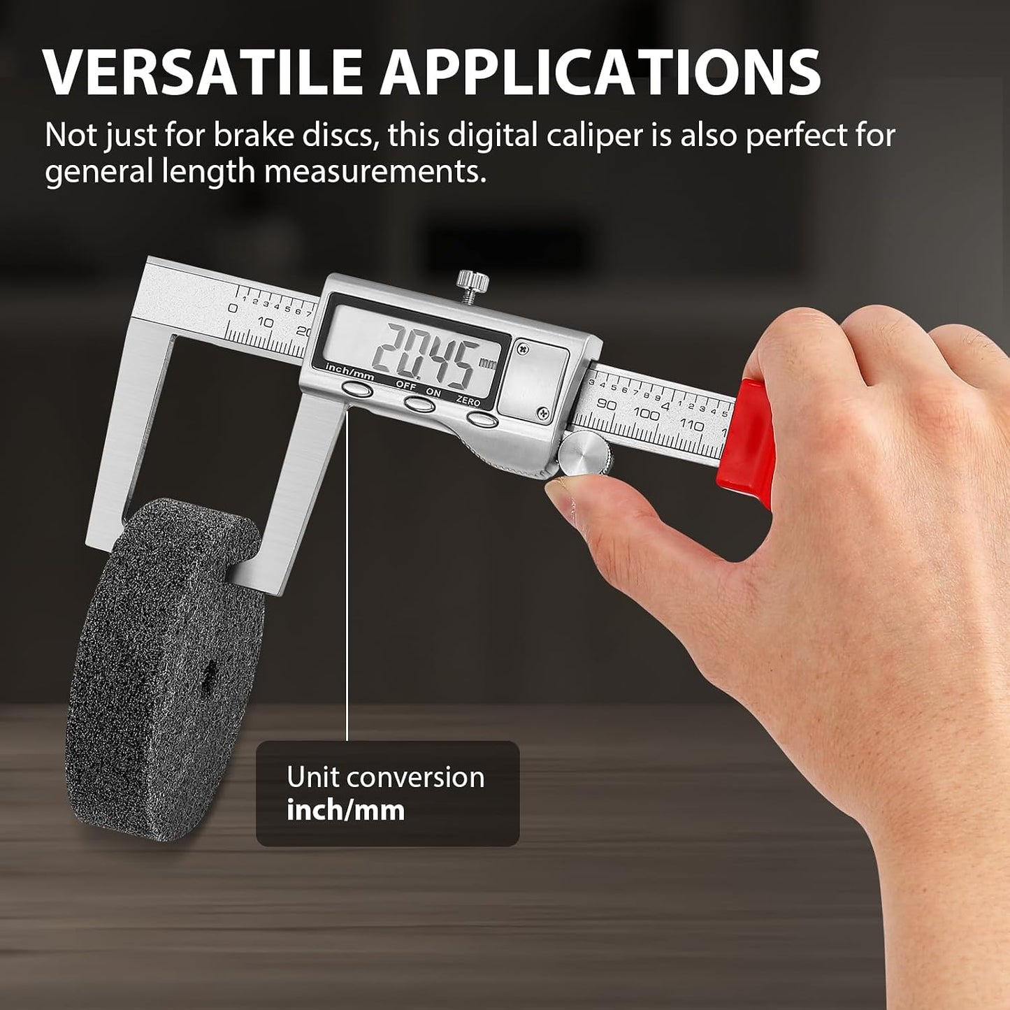 6 inch Digital Brake Disc Caliper, 0.002" High Precision | For Rotor Thickness Measurement, Stainless Steel, Easy One Hand Operation, Clear Readout, Case And Battery Included