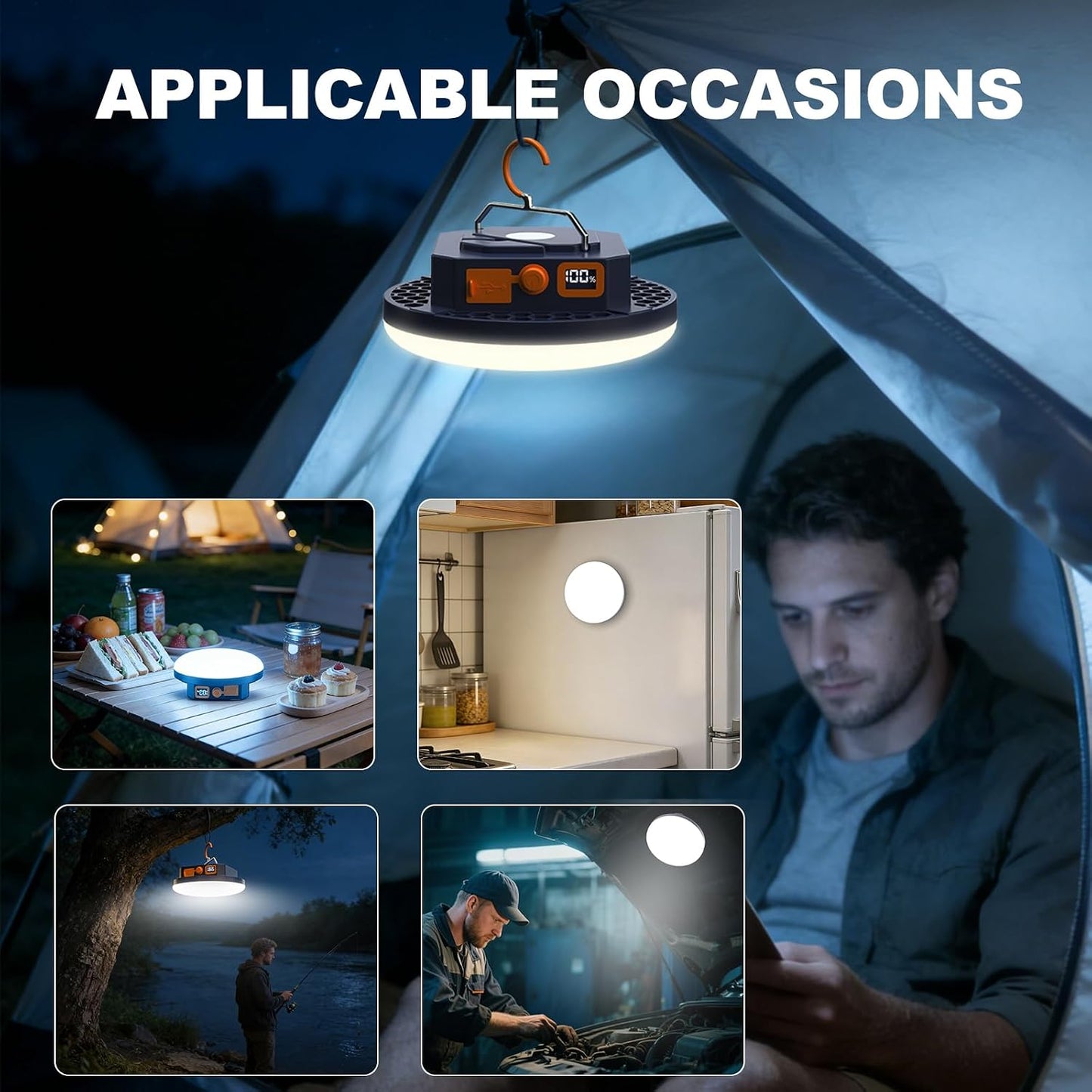 4000LM Flashlight Portable LED Camping Lantern Light 30W with Digital Display and Magnet , IPX5 Waterproof Tent Lights Light for Parents Christmas Gift