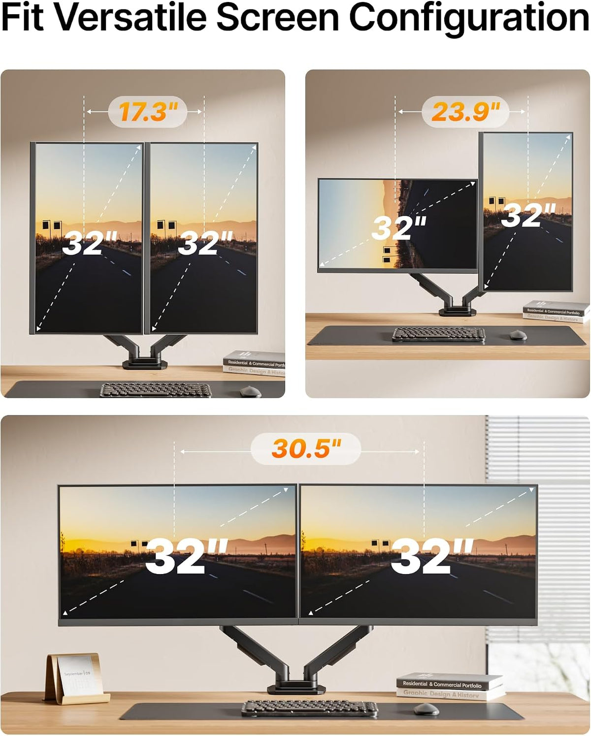 monTEK Dual Monitor Mount Monitor Arms for 17-32" Screen