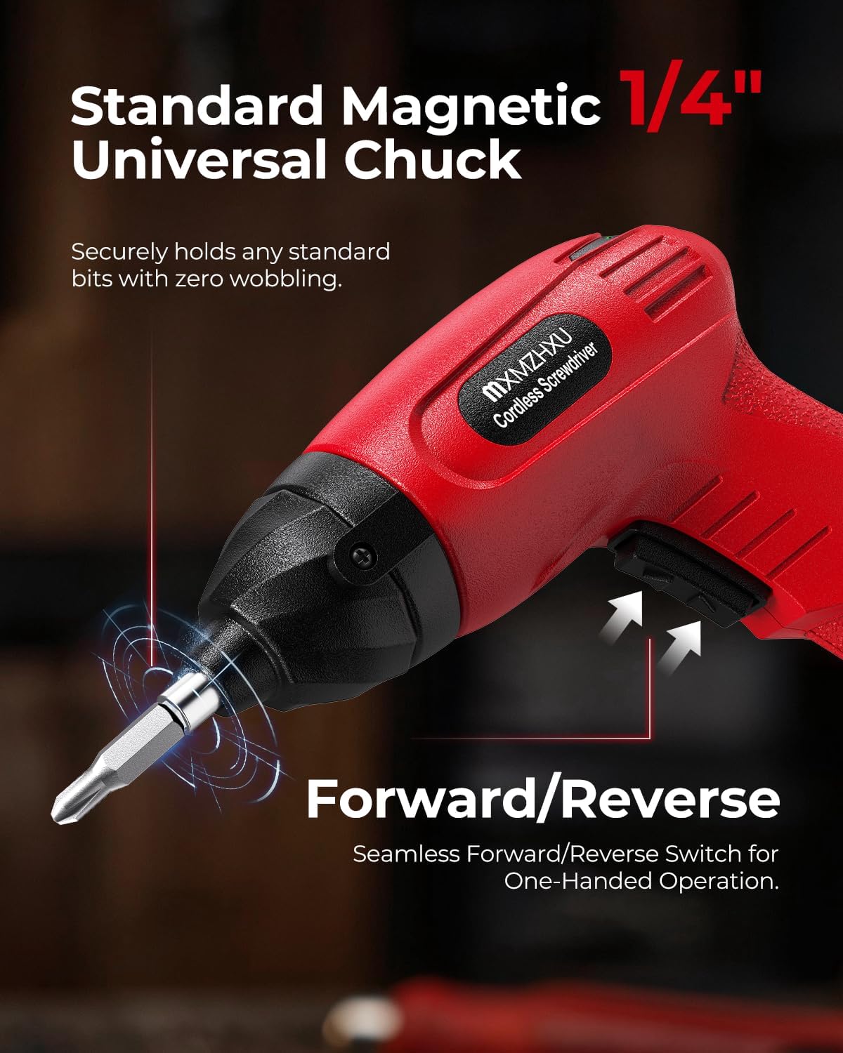 3.6V Cordless Screwdriver, 50-Piece Small Electric Screwdriver Set, Rechargeable with 6 N.m Precision Torque, 1.5H Type-C Fast Charging, Power Tool for Furniture Assembly & Home DIY, Red
