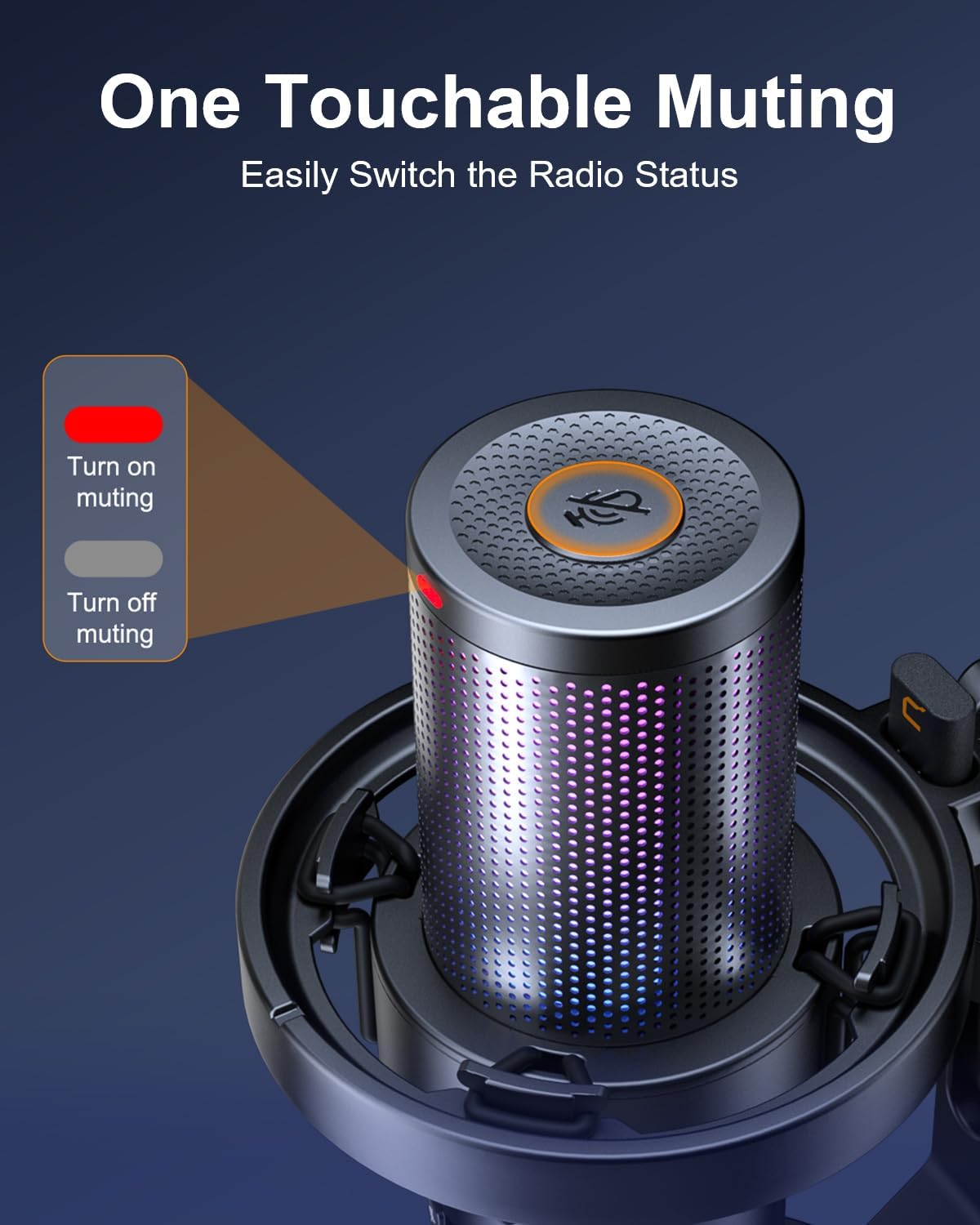 COMICA Ejoy Uni(D) USB Gaming Microphone with Noise Reduction, RGB Lights | 48kHz/24bit Sound Quality, Shock Mount, One-Key Mute, Streaming PC Mic for PS5, PS4, Podcast, Chat, Twitch, YouTube, Discord