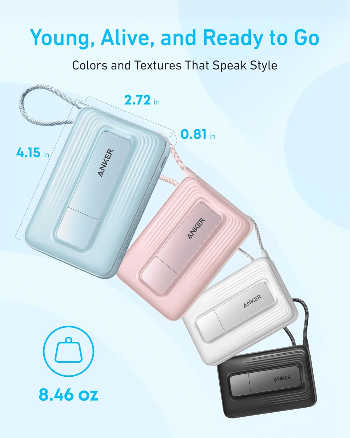 Anker Zolo Magnetic Power Bank, 10,000mAh Wireless Portable Charger | Magnetic Battery Pack with 30W Max Fast Charging, Built-in USB-C Cable and Adjustable Stand, for iPhone 17/16/15 Series
