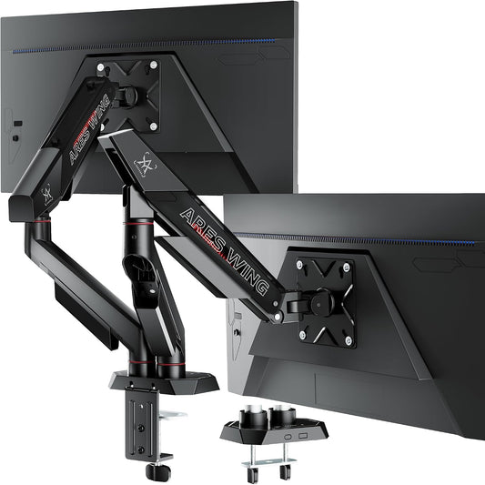 ARES WING Dual Monitor Arm for 17-35 Inch Flat Curved Screens, Black