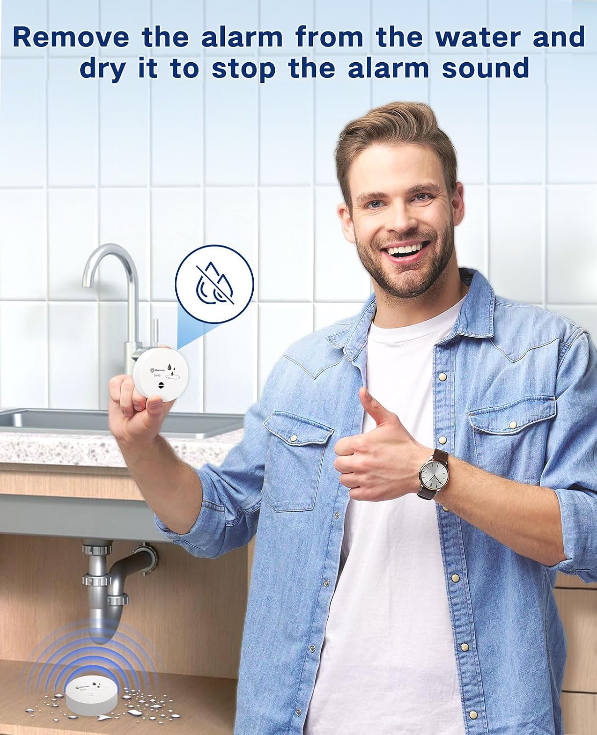 Geevon 2 Pack Water Leak Detectors,100dB Sensor Alarms for Home | Flood Leak Detectors for Basement,Bathroom,Laundry Room,Sink,Garage,Wine Cellar,RV and Window,Water Alarms with Batteries