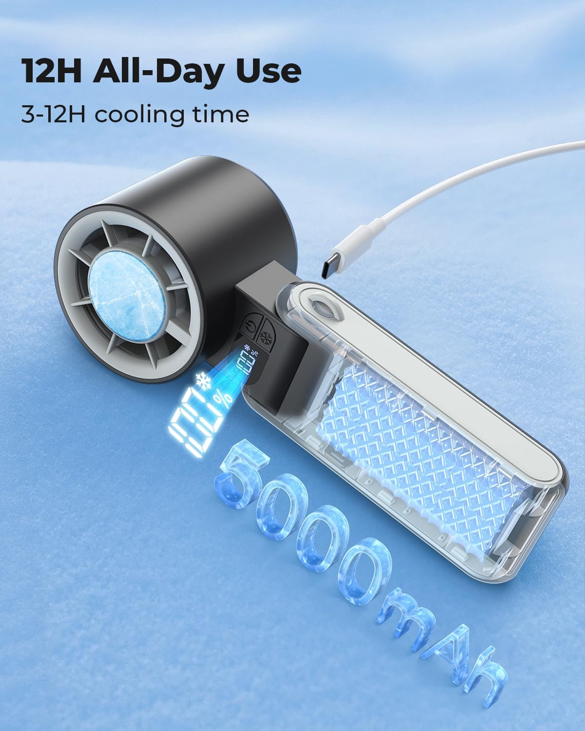 MORECORE Portable Handheld Fan with Ice Cooler, [Instant Chill to 50℉], Gifts for Men Mom Women Grandma Girl Her Hot Flash, 5000mAh Portable Cooling Fan, Camping/Cruise/Travel Essentials 2026