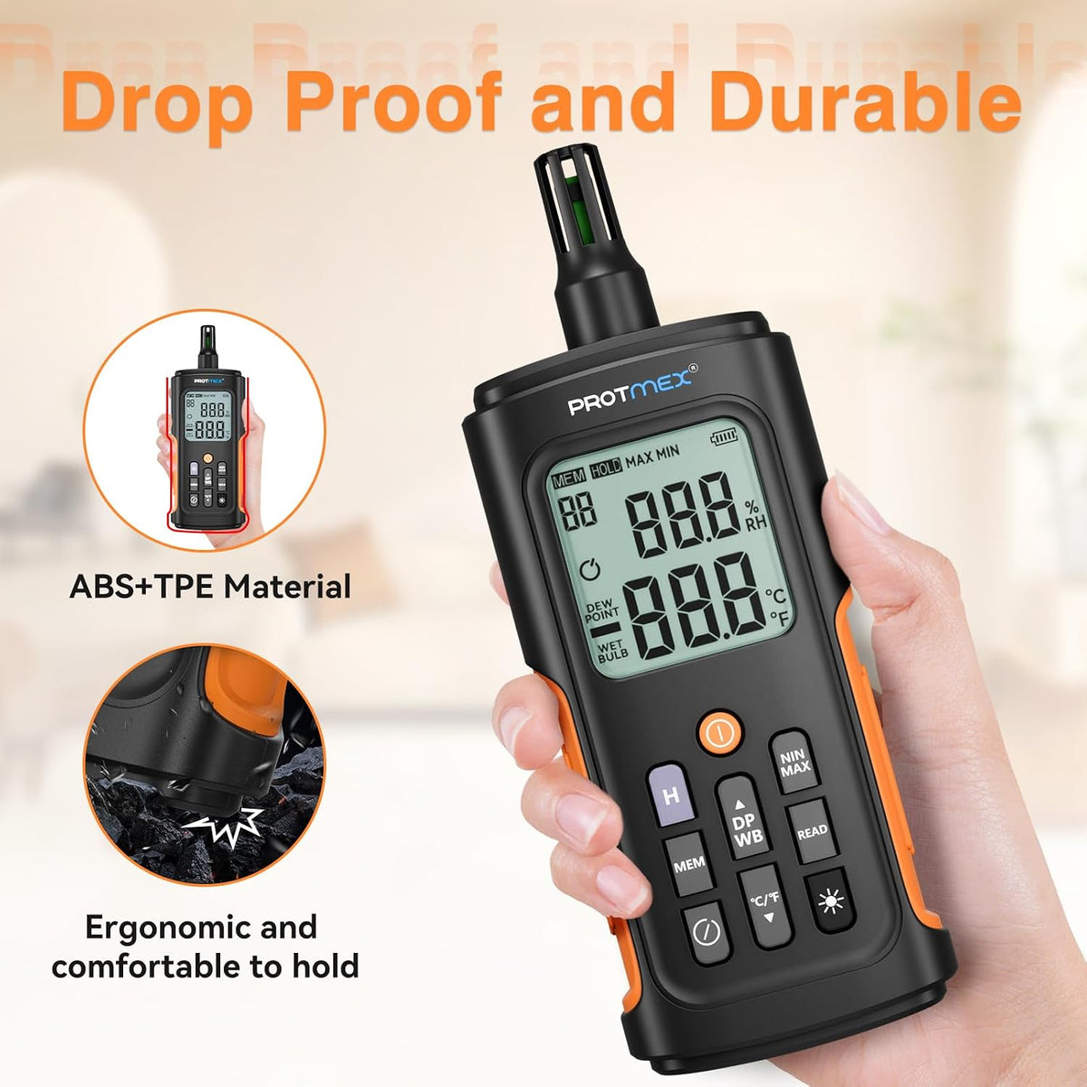 YT606 Temperature Humidity Meter - Wet Bulb Thermometer for Indoor/Outdoor