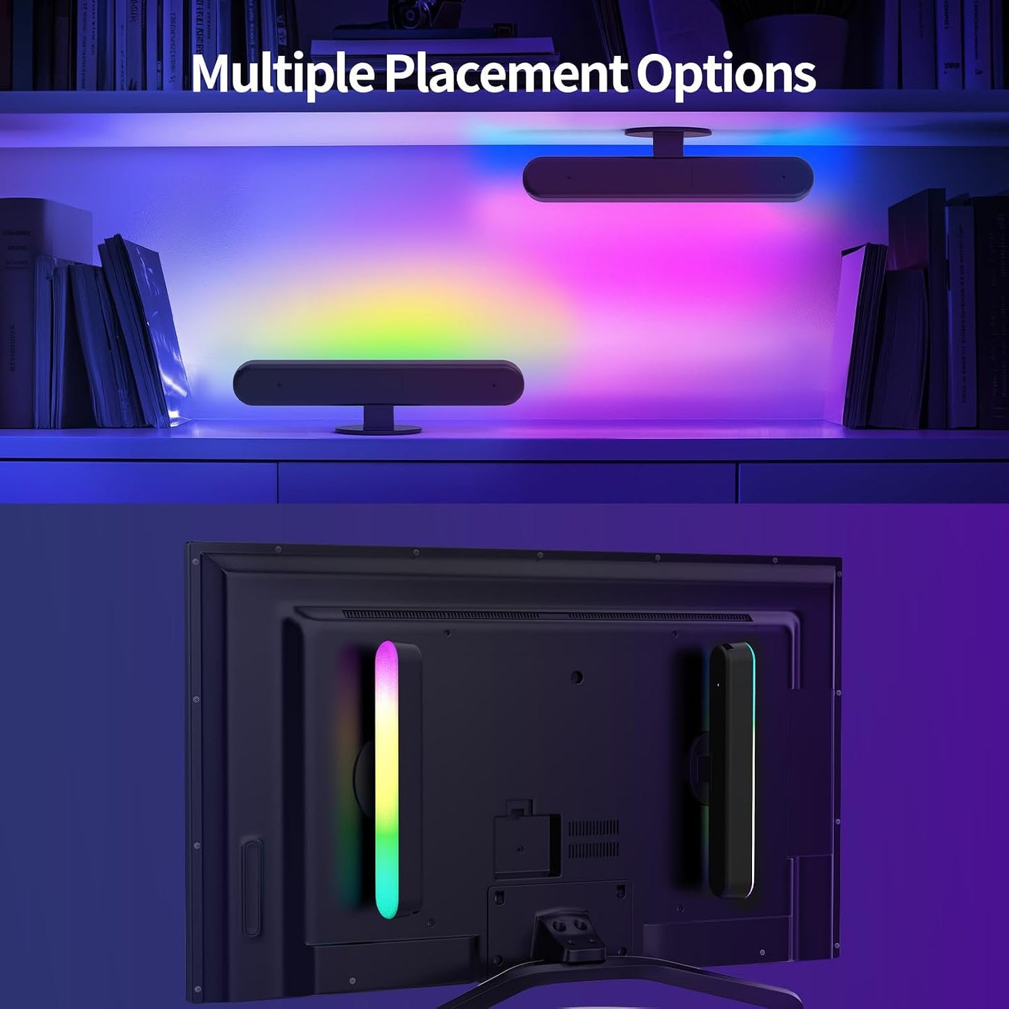 Smart Light Bars, RGB LED Streaming Light with Music Sync, Bluetooth RGB-ICW Desk Light, Gaming Lights for PC, TV, Mood Lighting, USB Powered for Room Decoration.