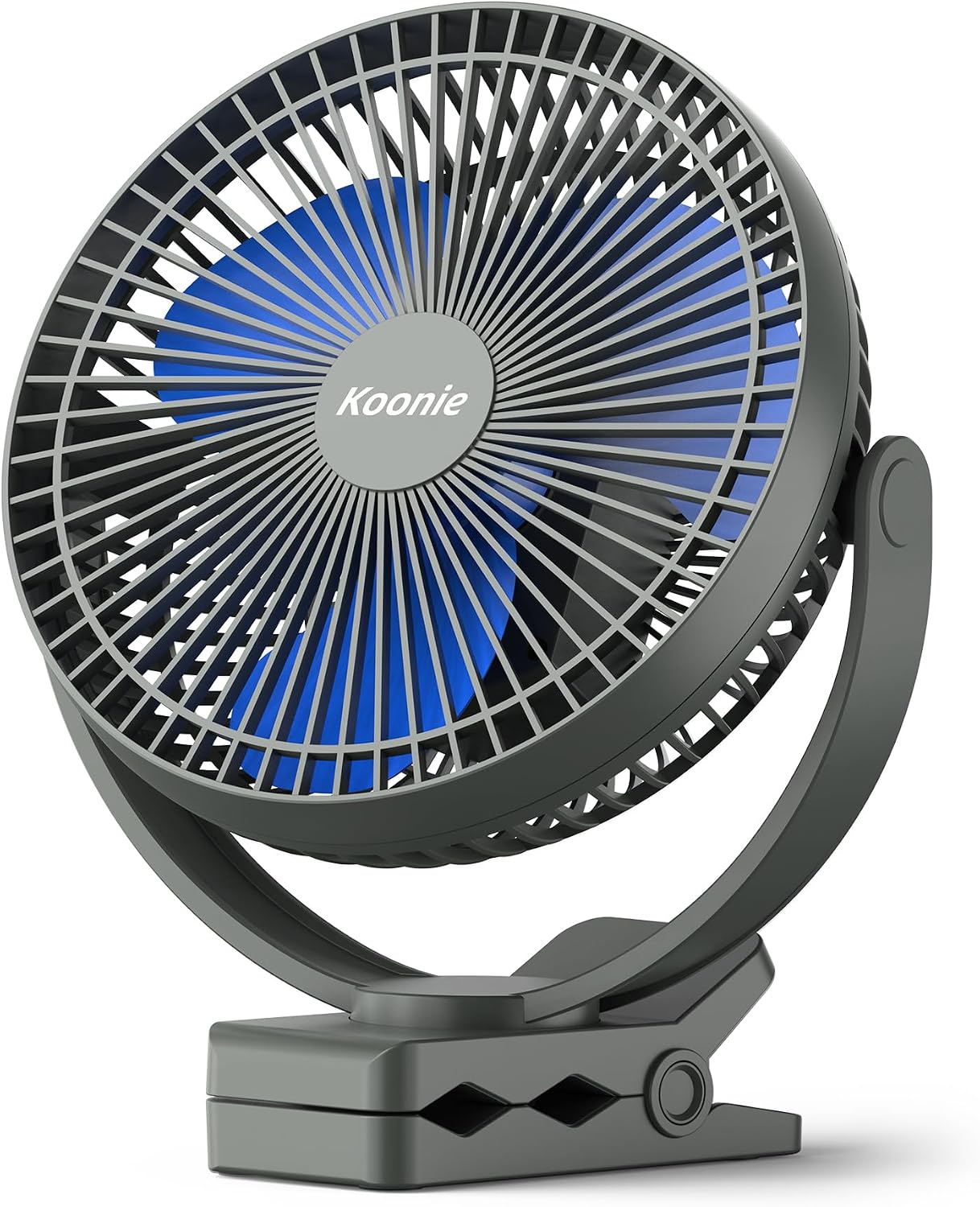 Koonie 8" Clip on Fan, 10000mAh Rechargeable Battery, Strong Airflow | 4 Speeds, Sturdy Clamp, Ideal Portable USB Desk Fan for Office, Golf Cart, Camping, Travel, Tent, Outdoor, Treadmill & Gym